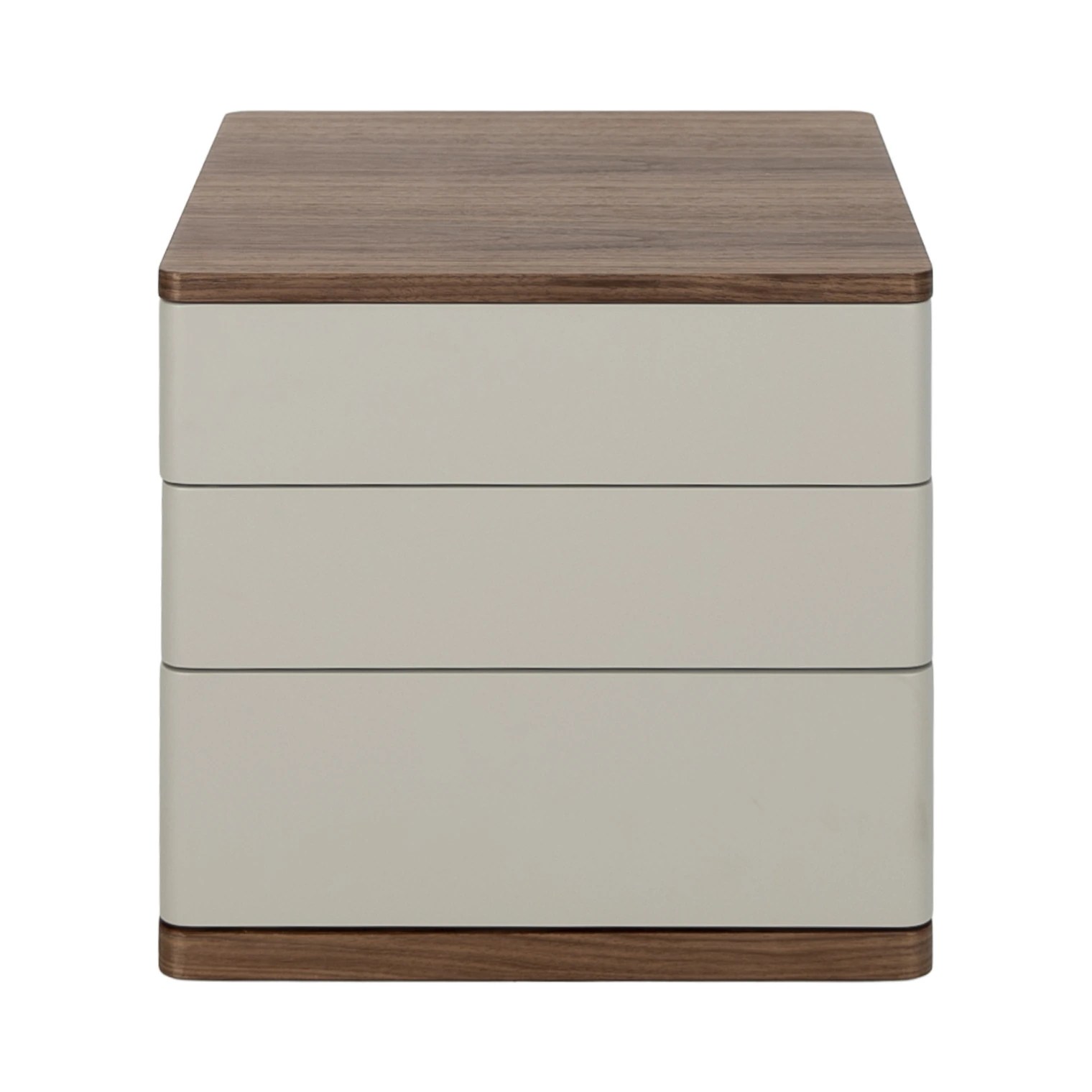 Table de chevet en bois gris et noyer