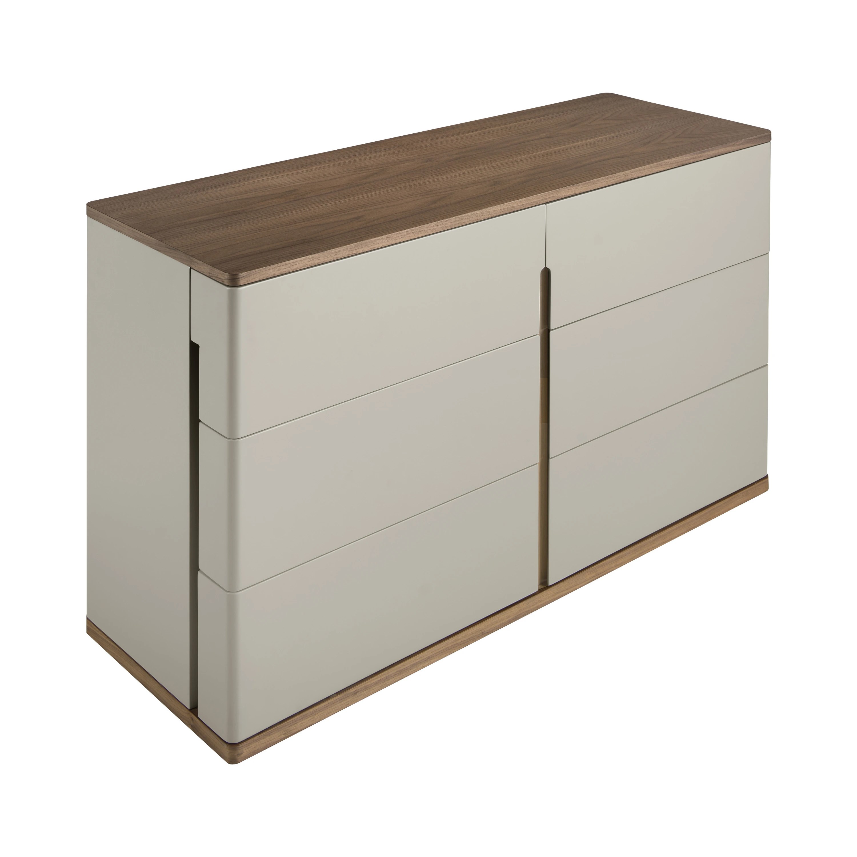 Commode en bois gris et noyer