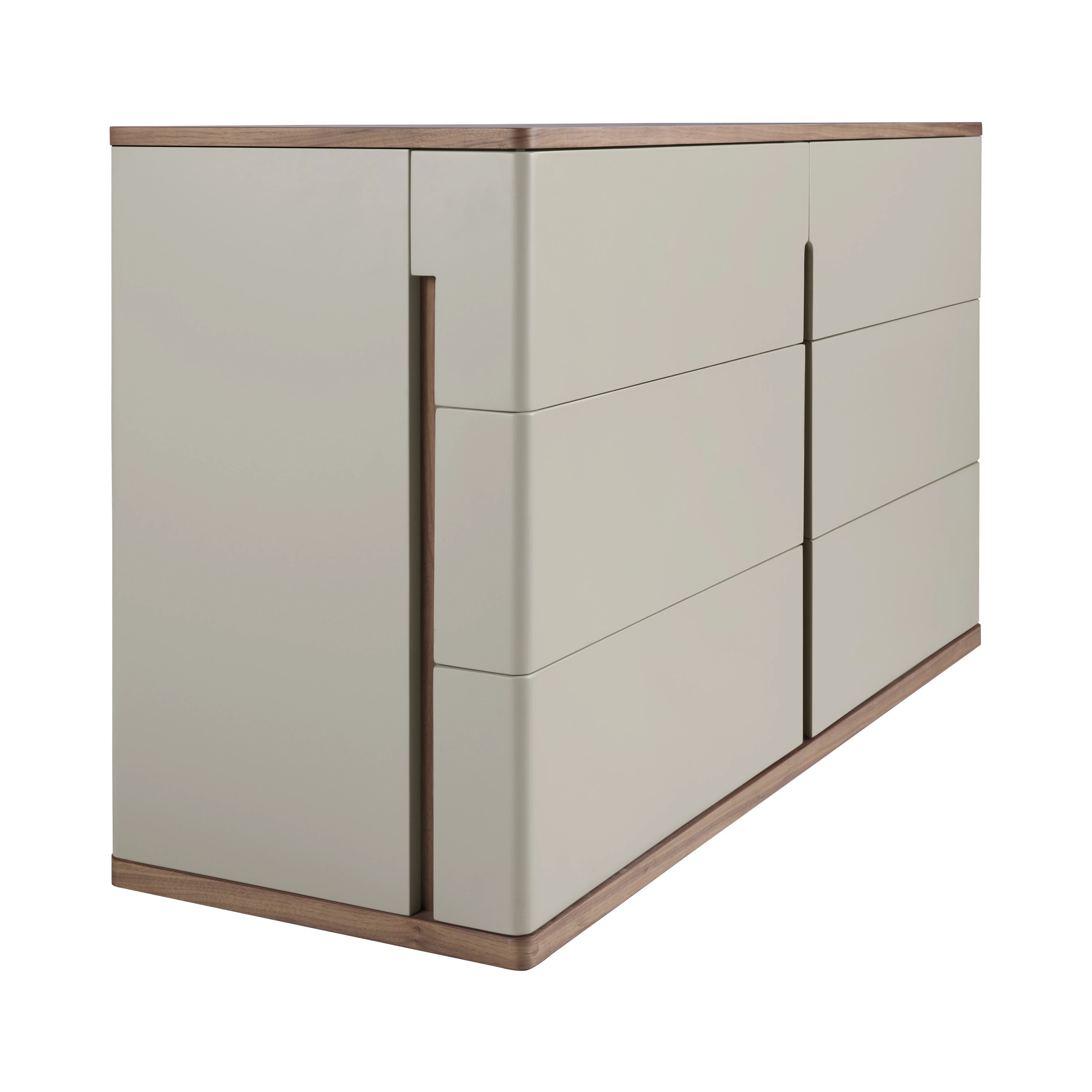Commode en bois gris et noyer