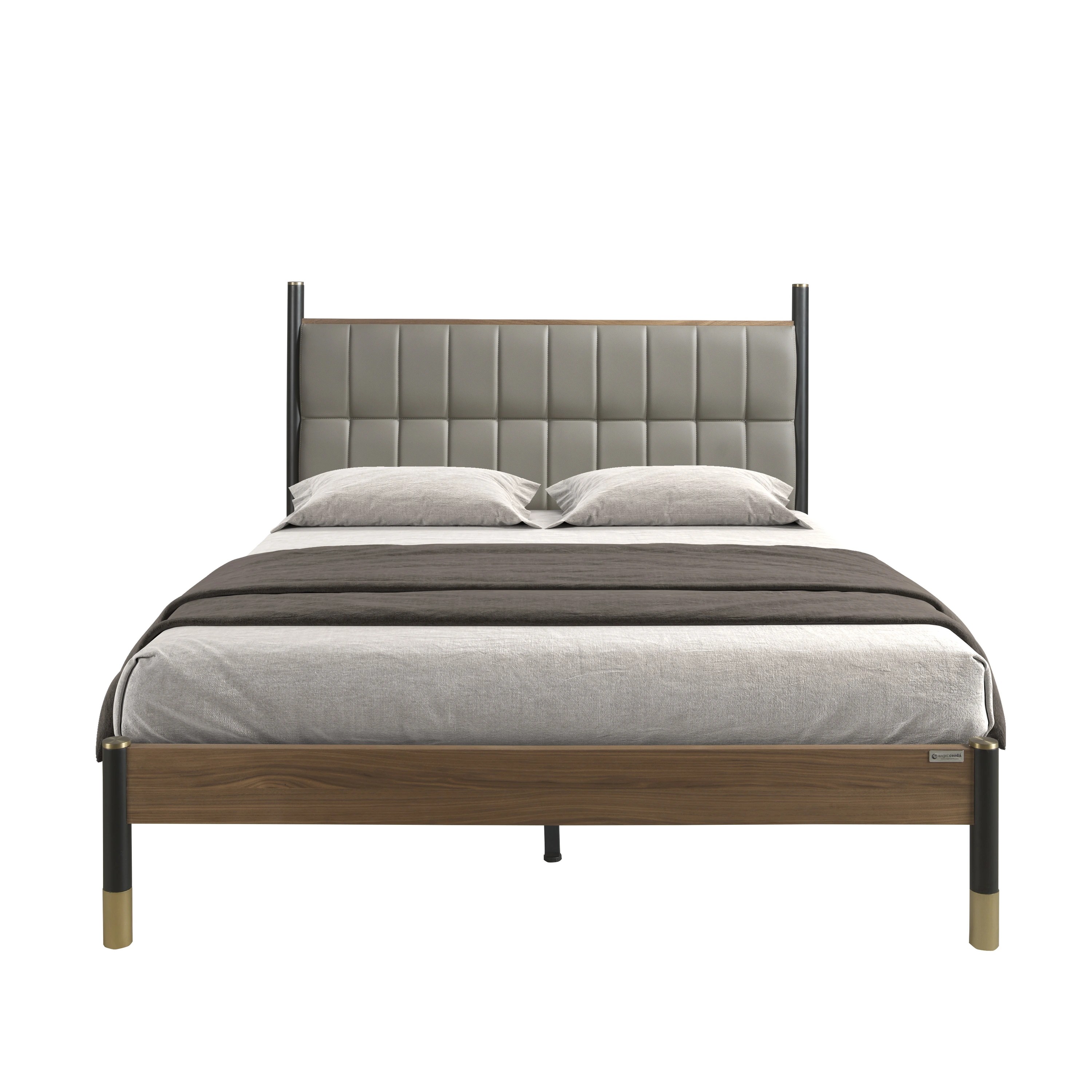 Lit en simili-cuir gris foncé