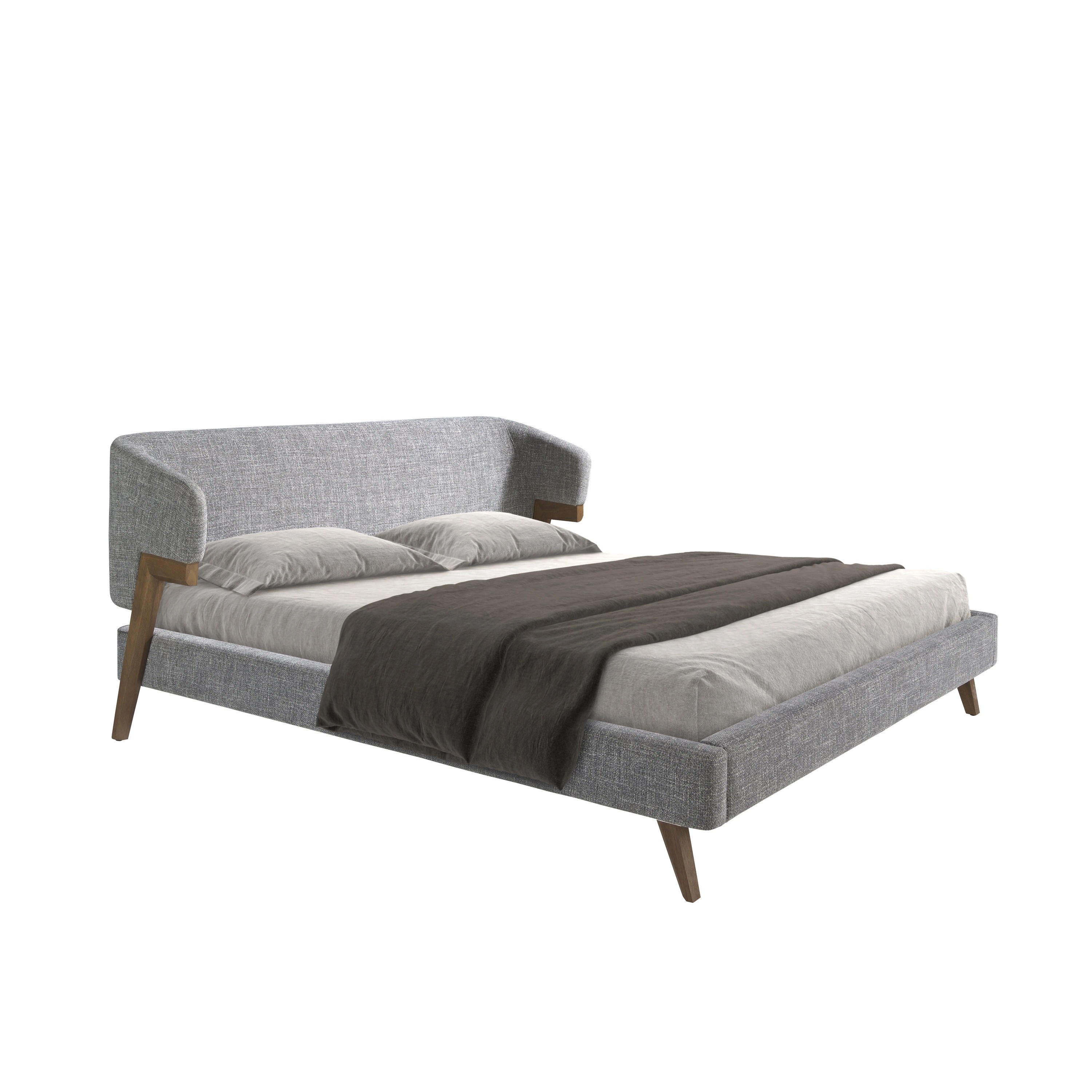 Lit en tissu gris