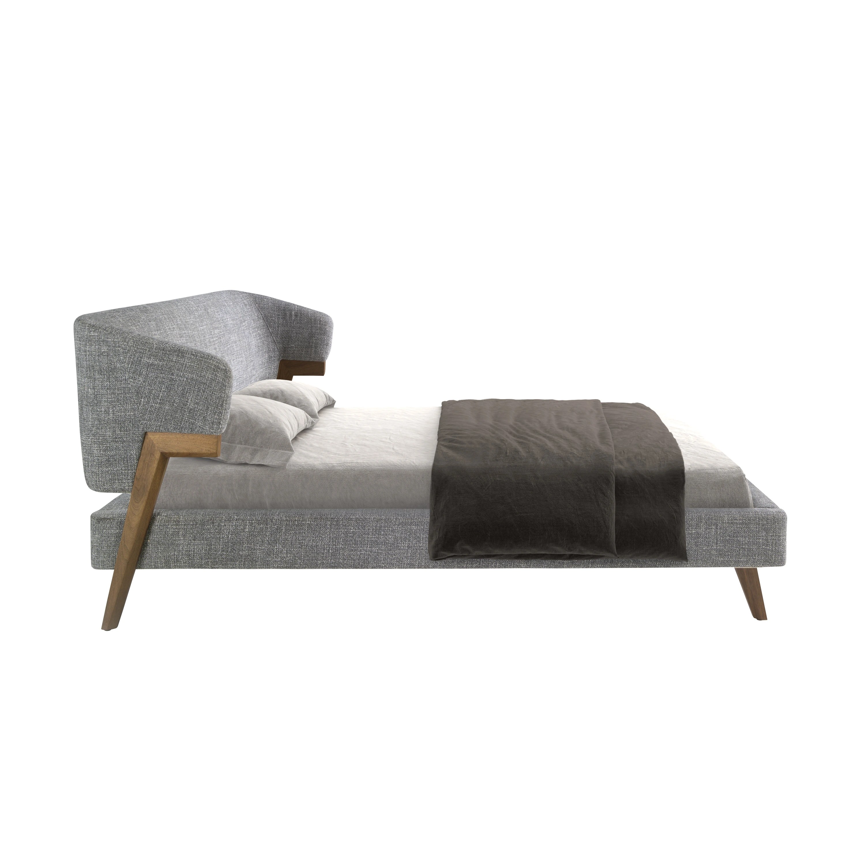 Lit en tissu gris