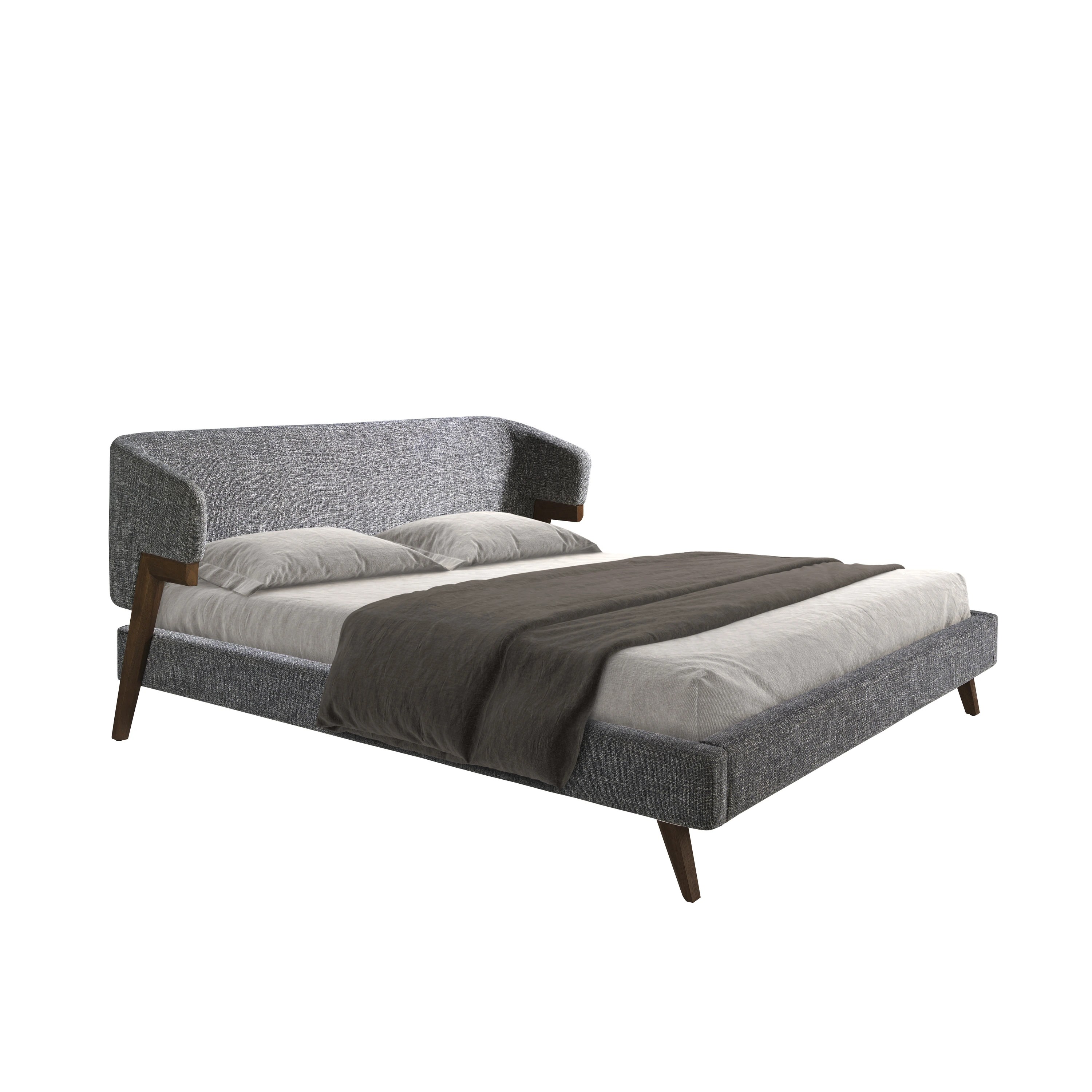 Lit en tissu gris