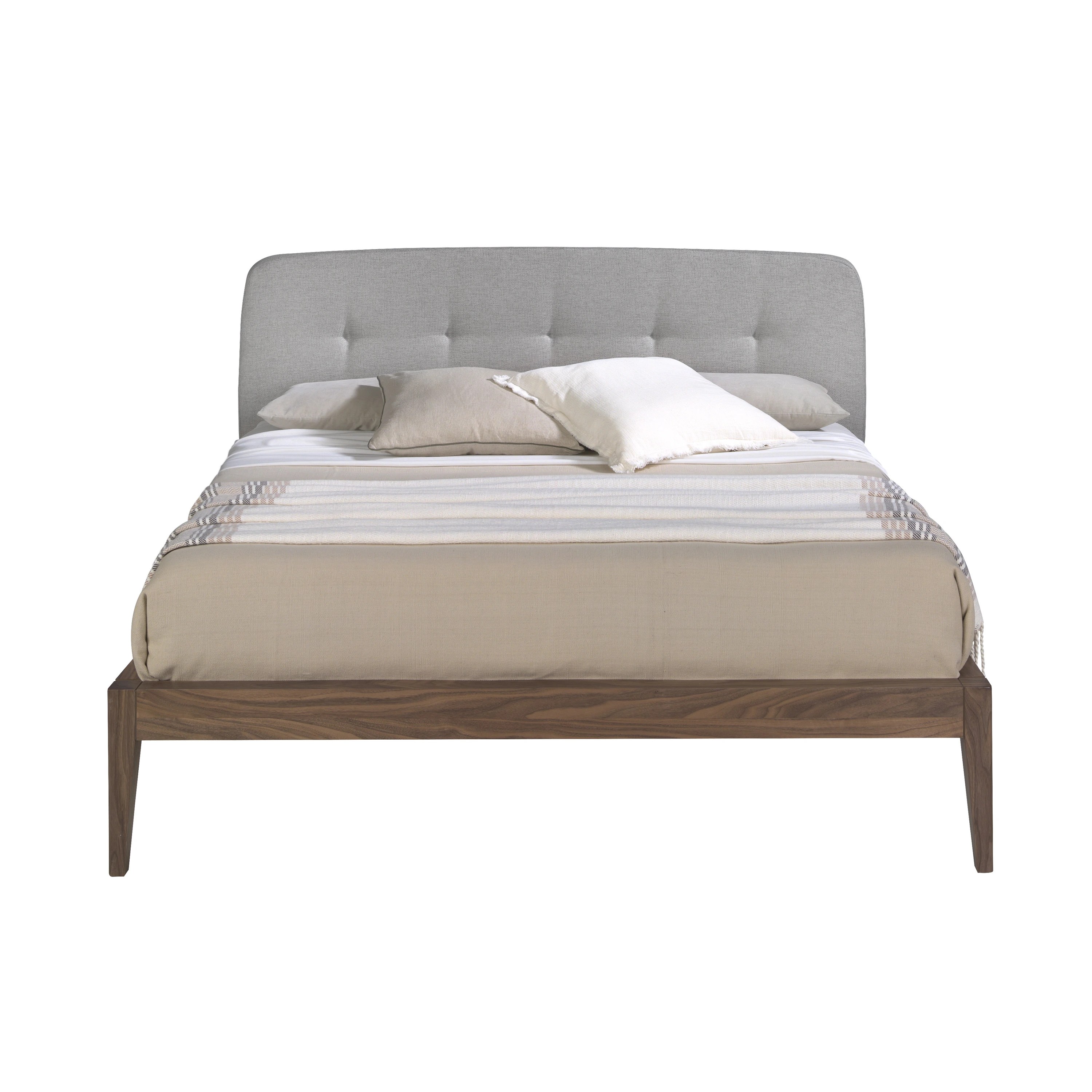 Lit tufté en tissu gris