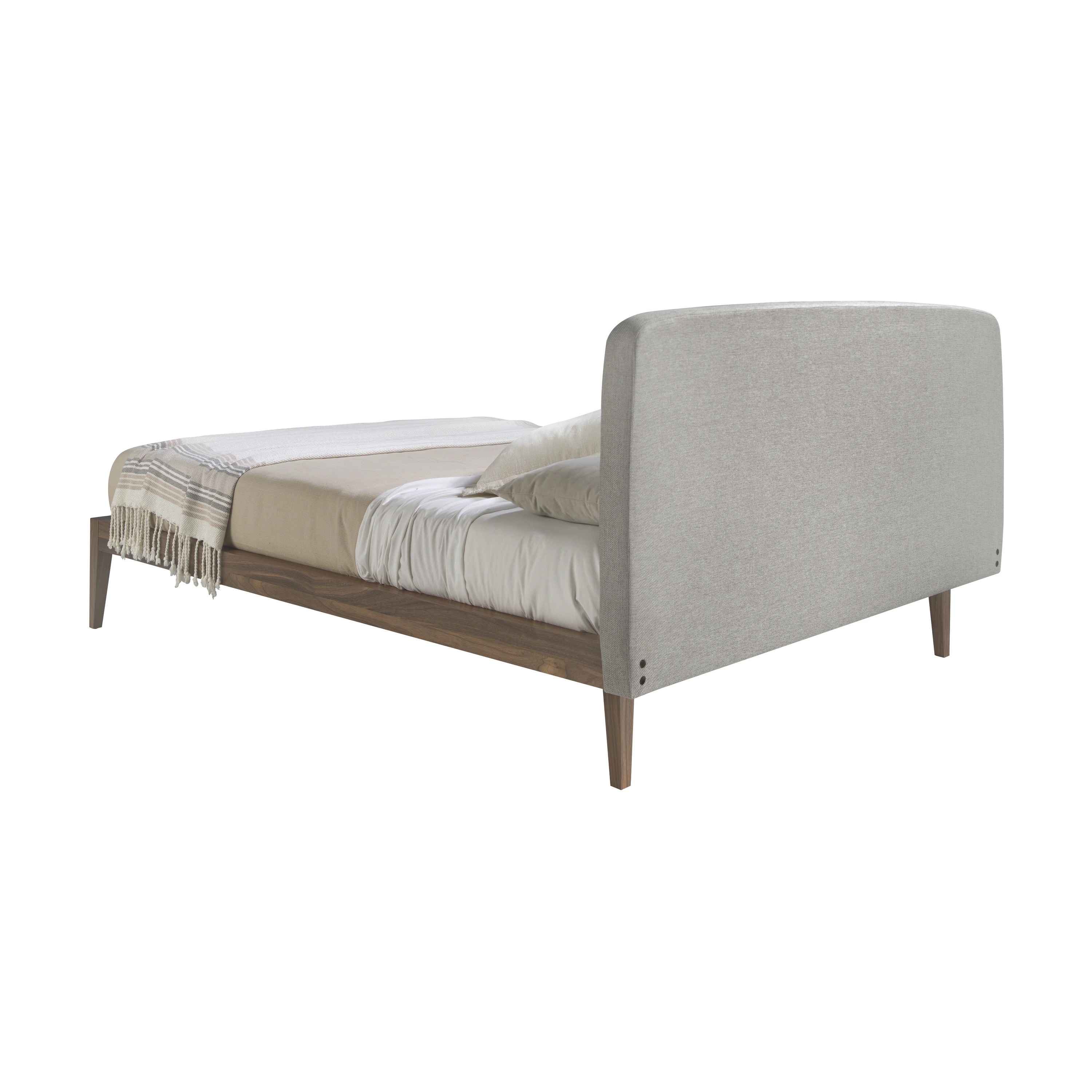 Lit tufté en tissu gris