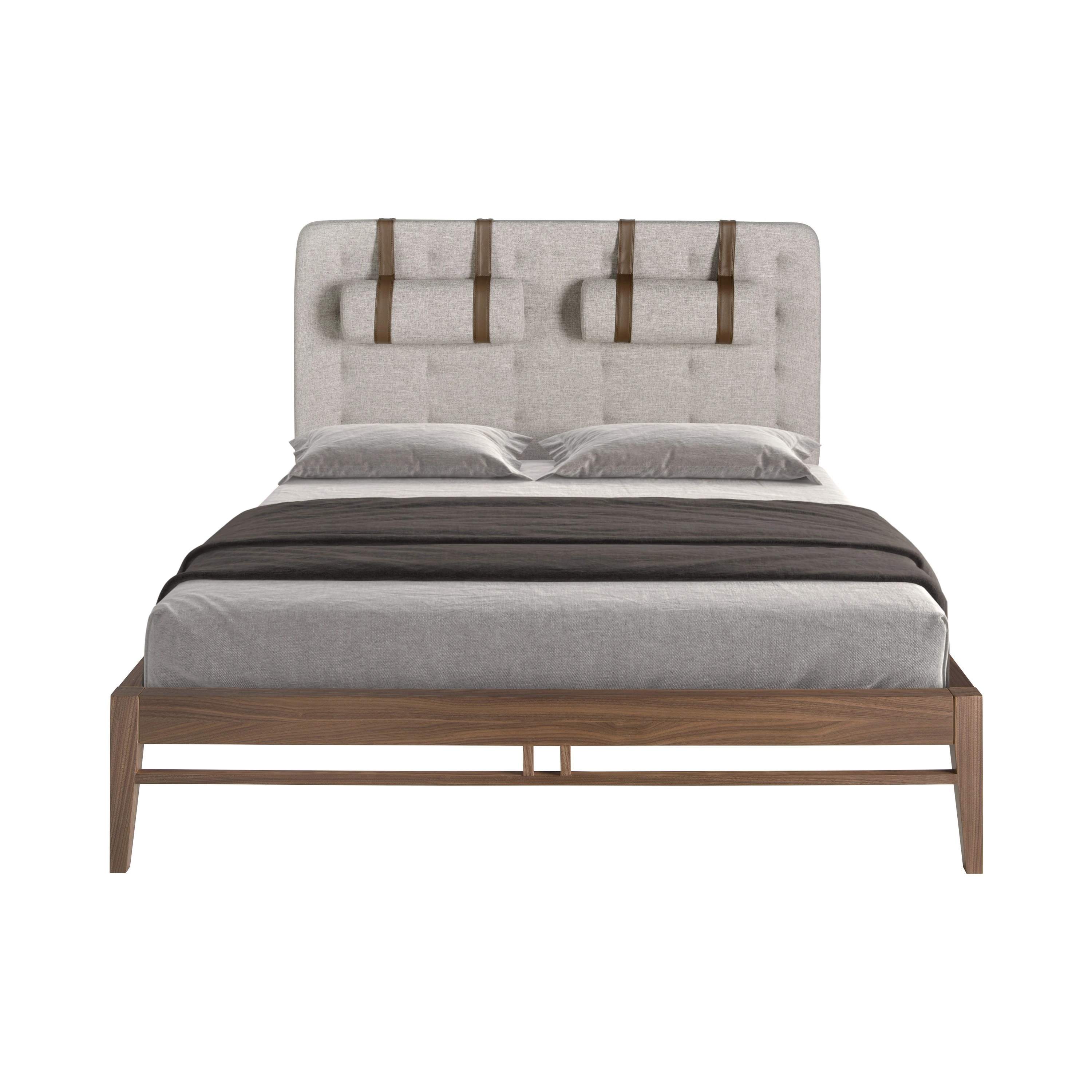 Lit tufté en tissu gris