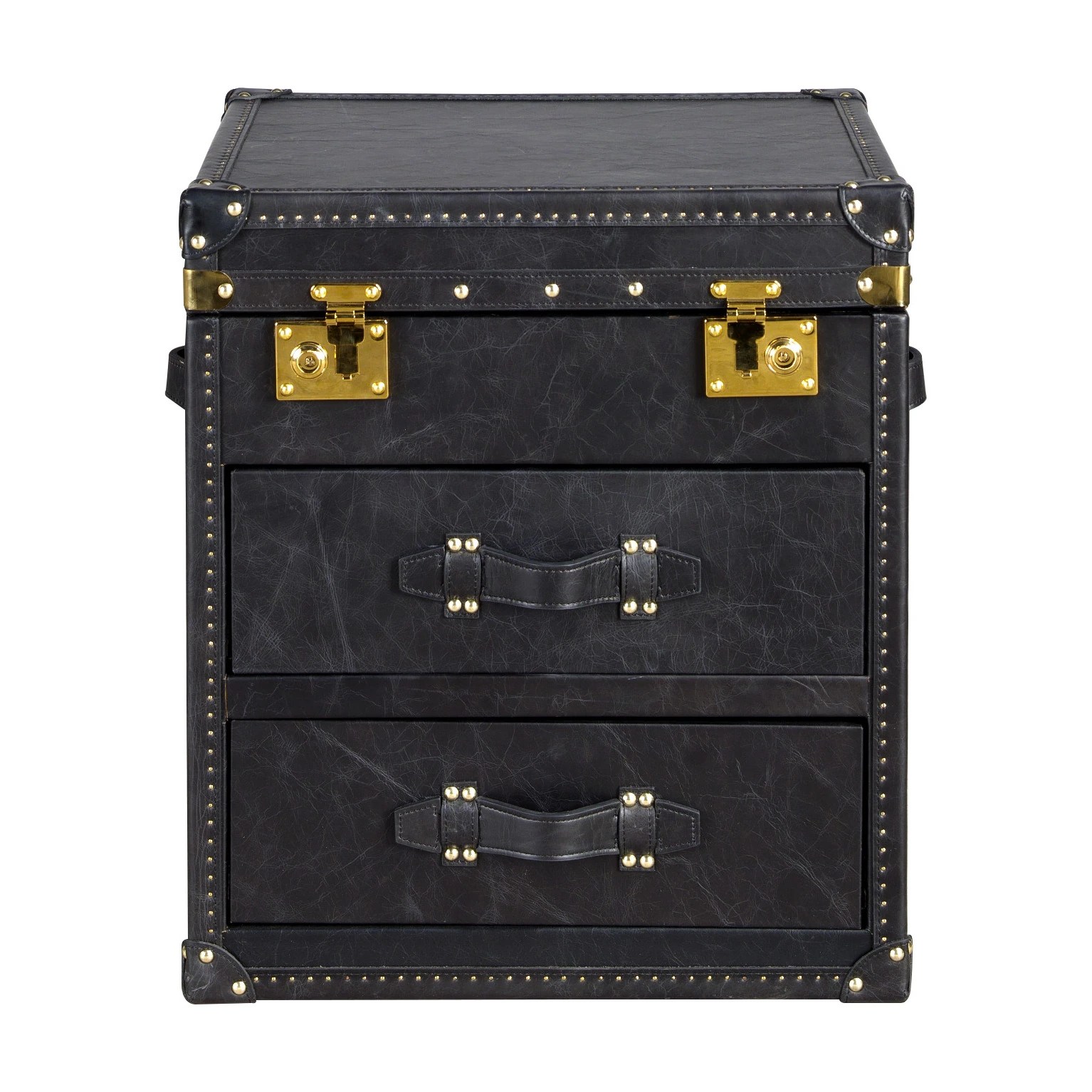 Coffre en cuir noir