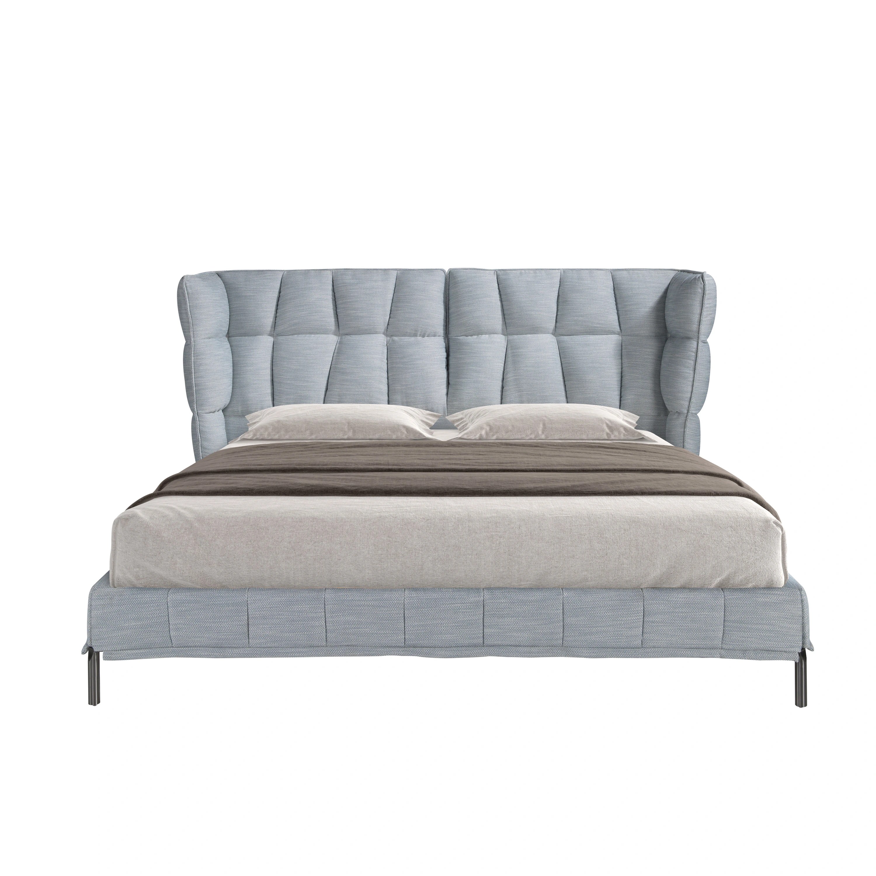 Lit en tissu gris-bleu clair