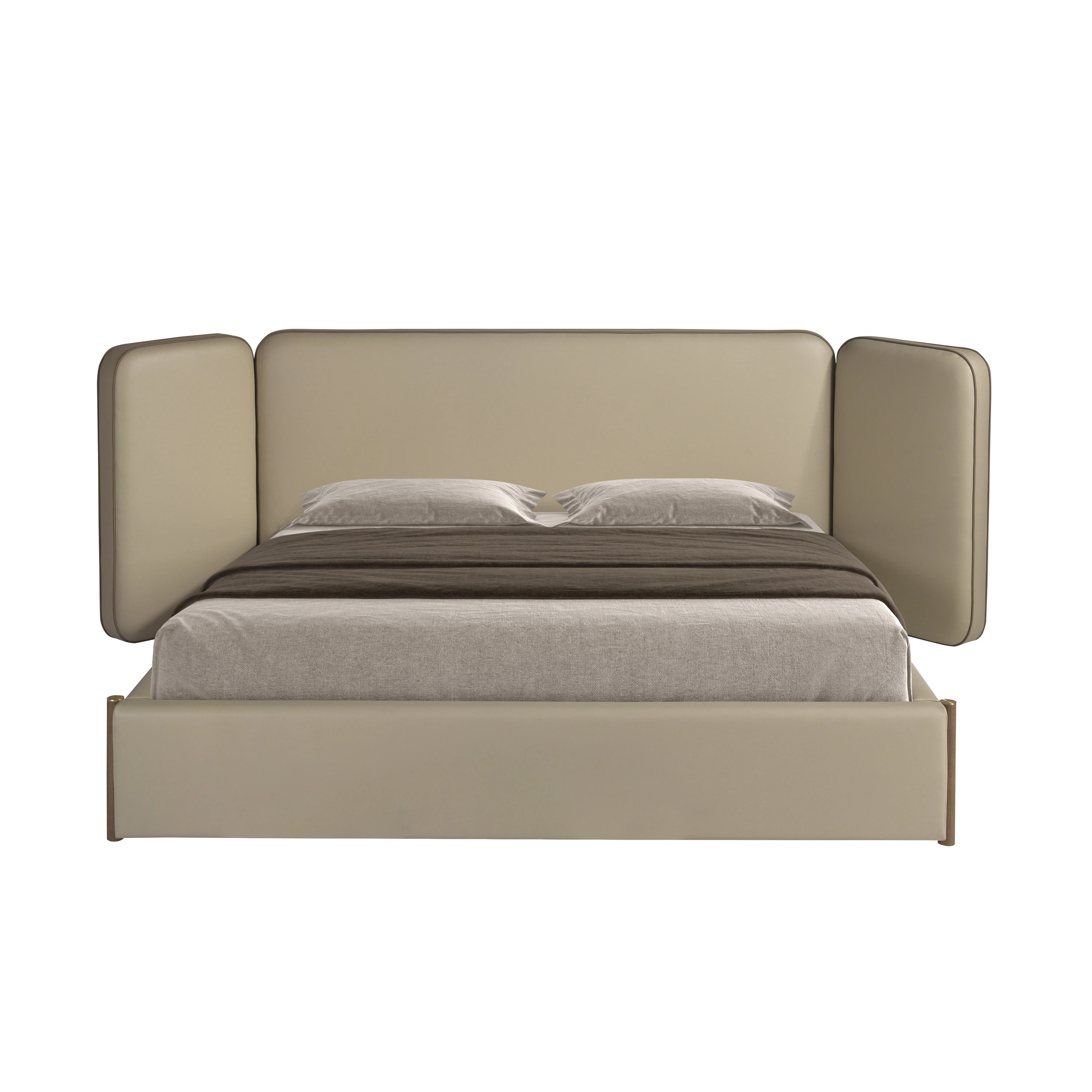 Lit en simili cuir couleur vison