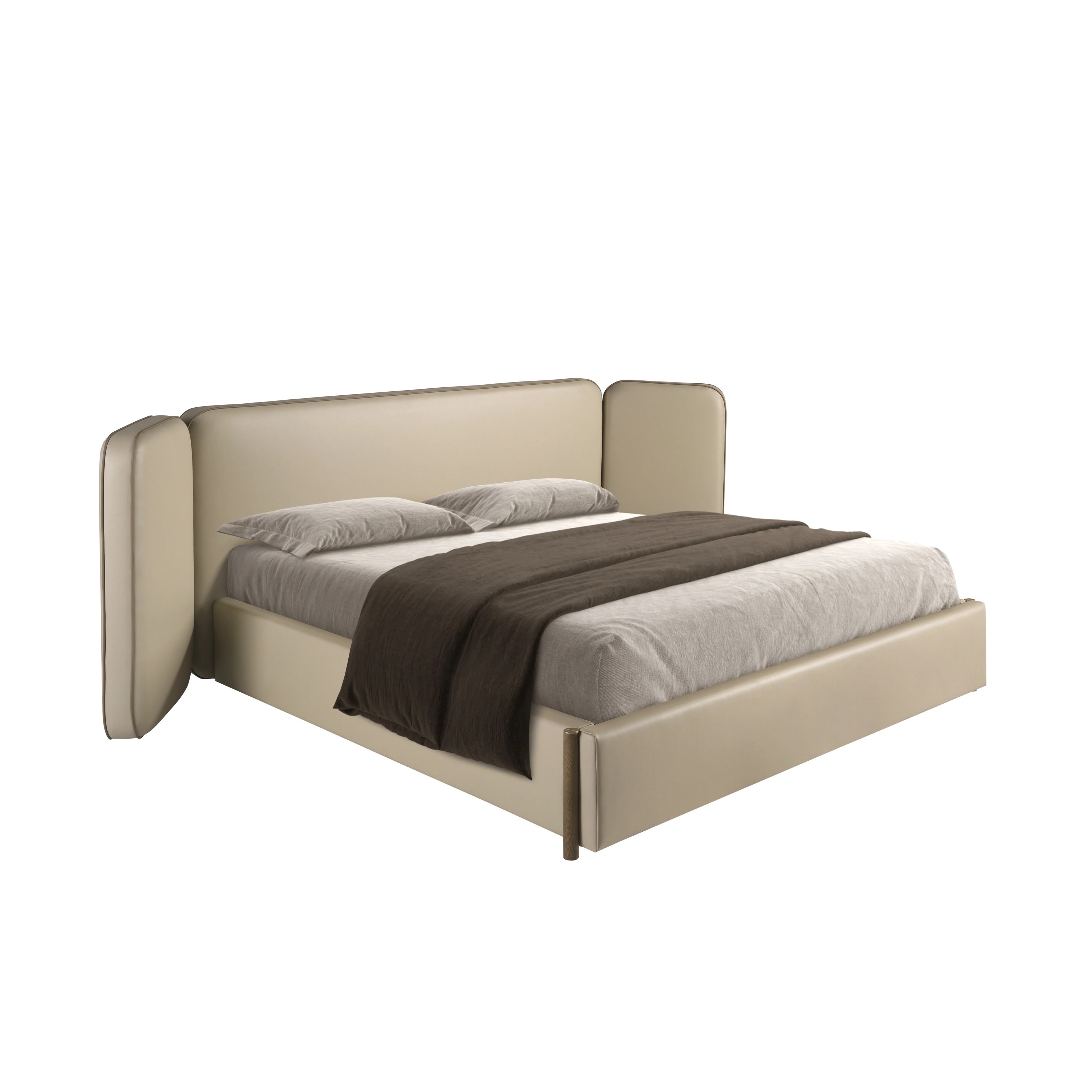 Lit en simili cuir couleur vison