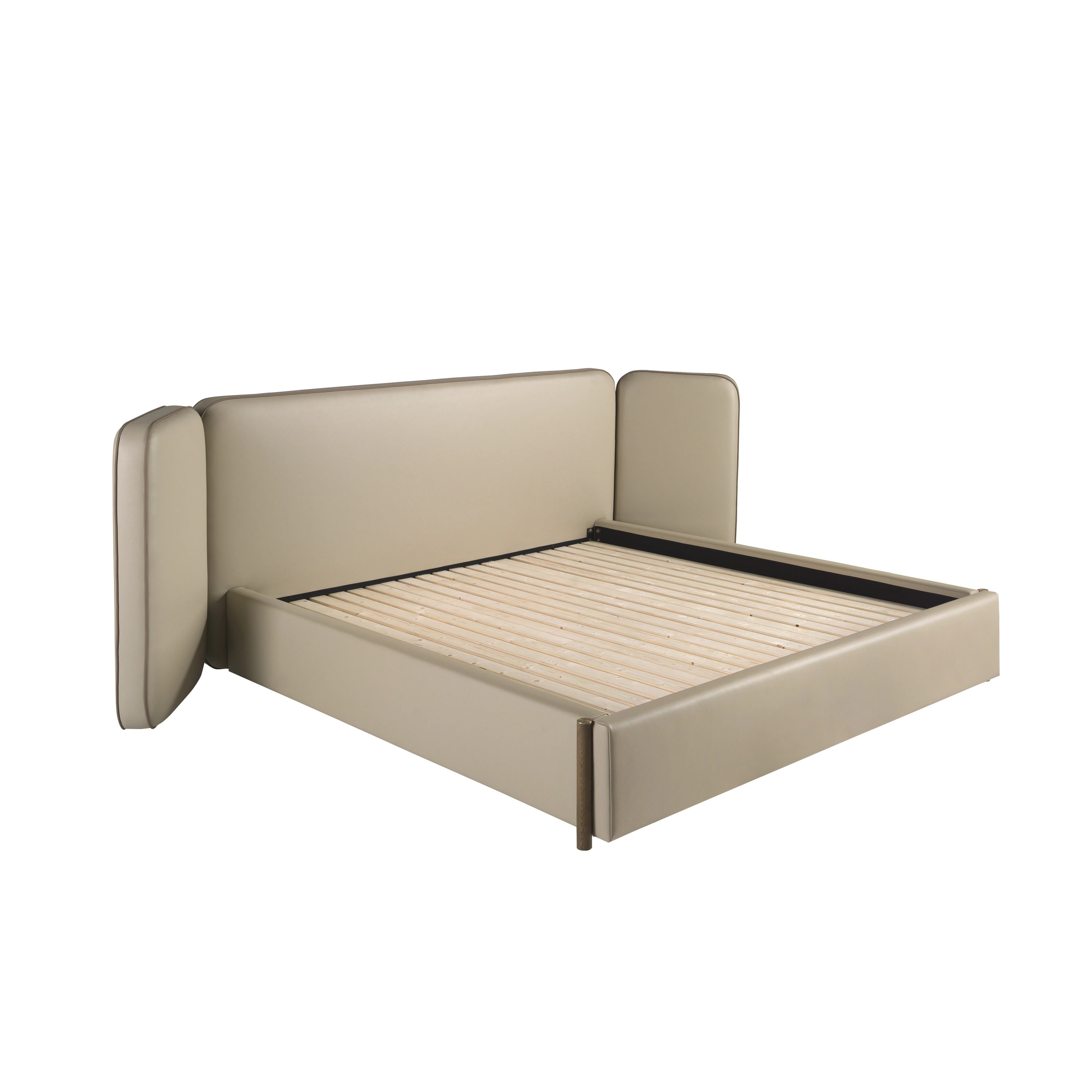 Lit en simili cuir couleur vison