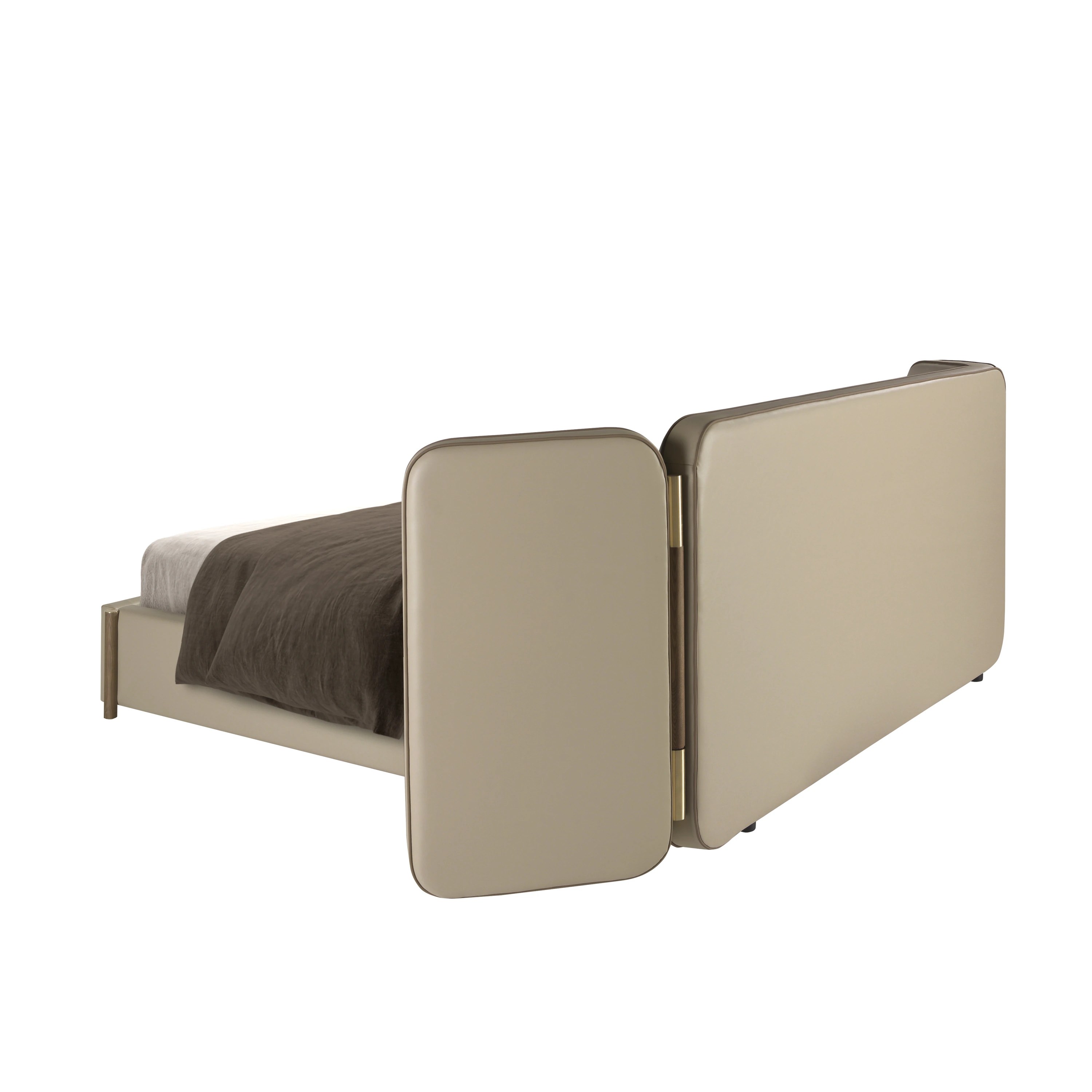 Lit en simili cuir couleur vison