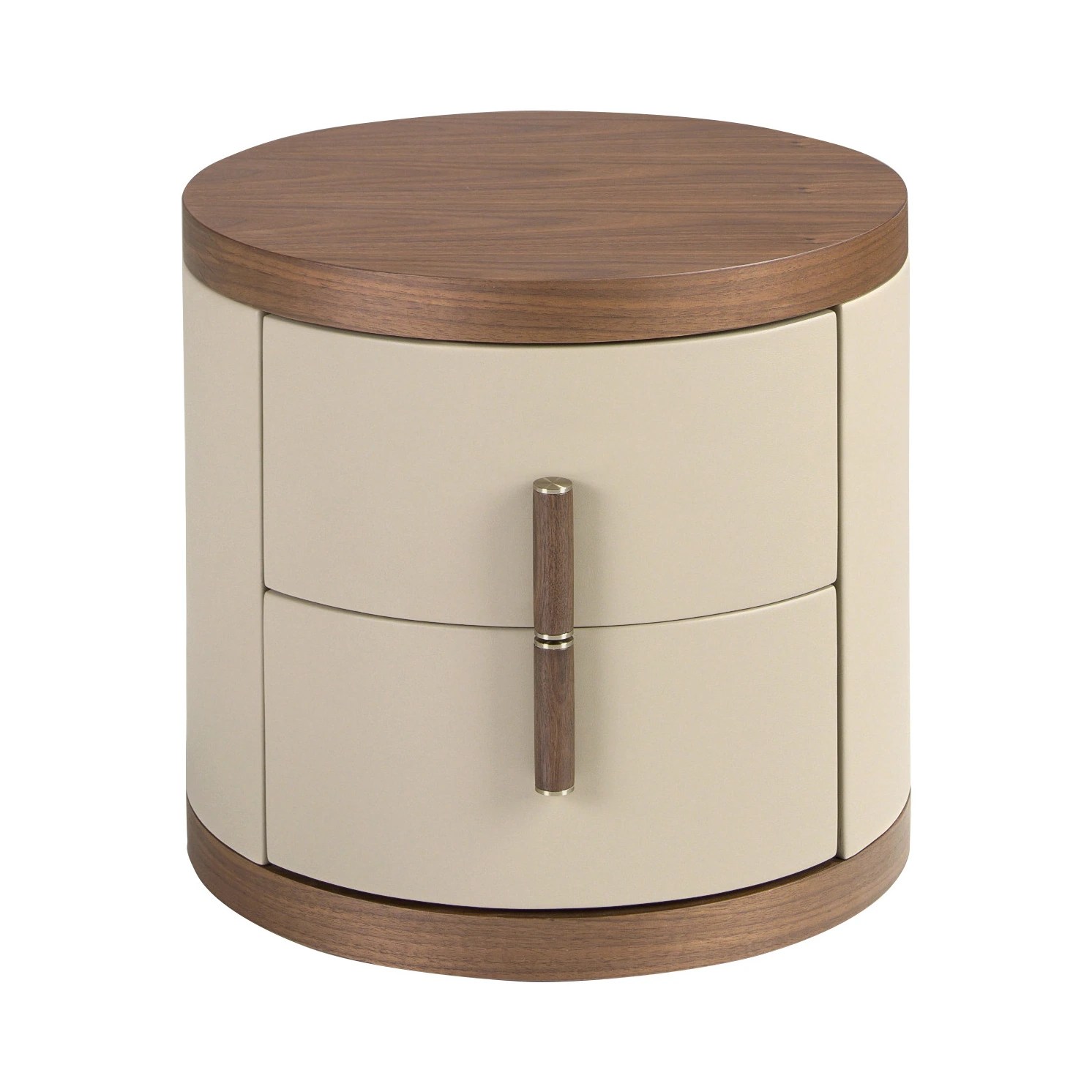 Table de chevet en similicuir et noyer