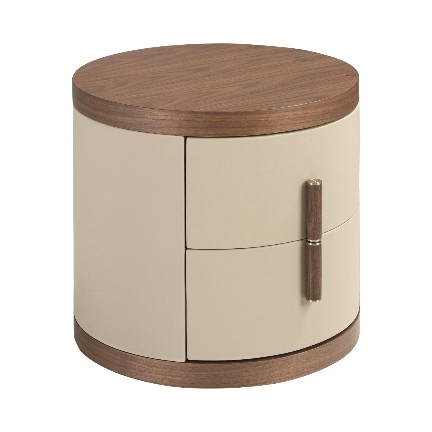Table de chevet en similicuir et noyer