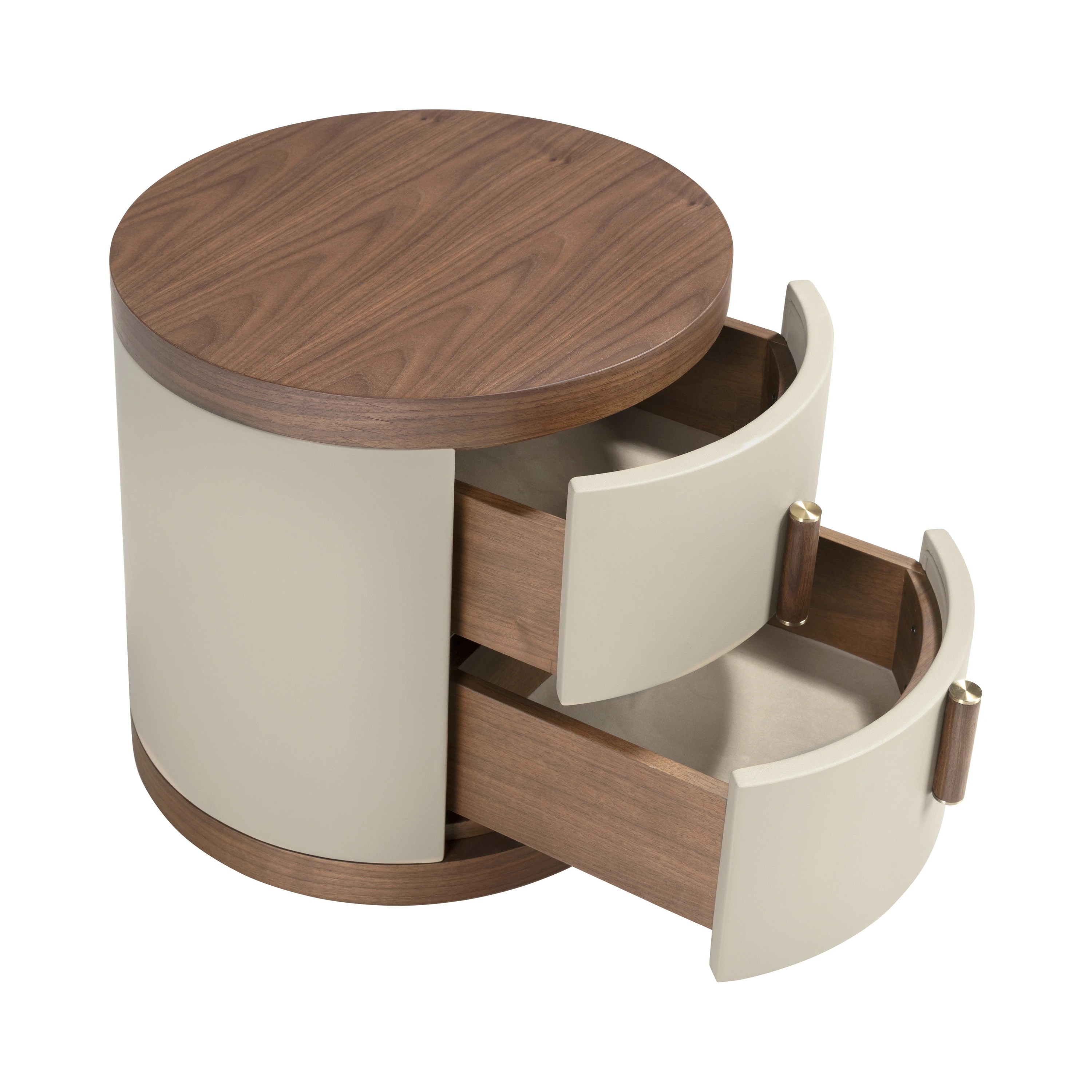 Table de chevet en similicuir et noyer