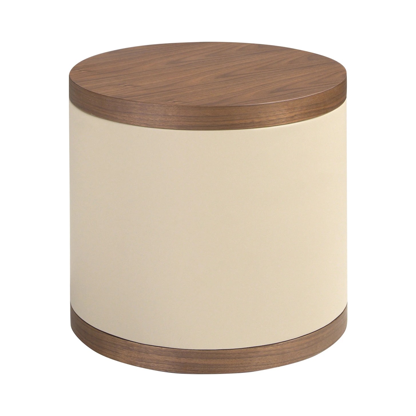 Table de chevet en similicuir et noyer