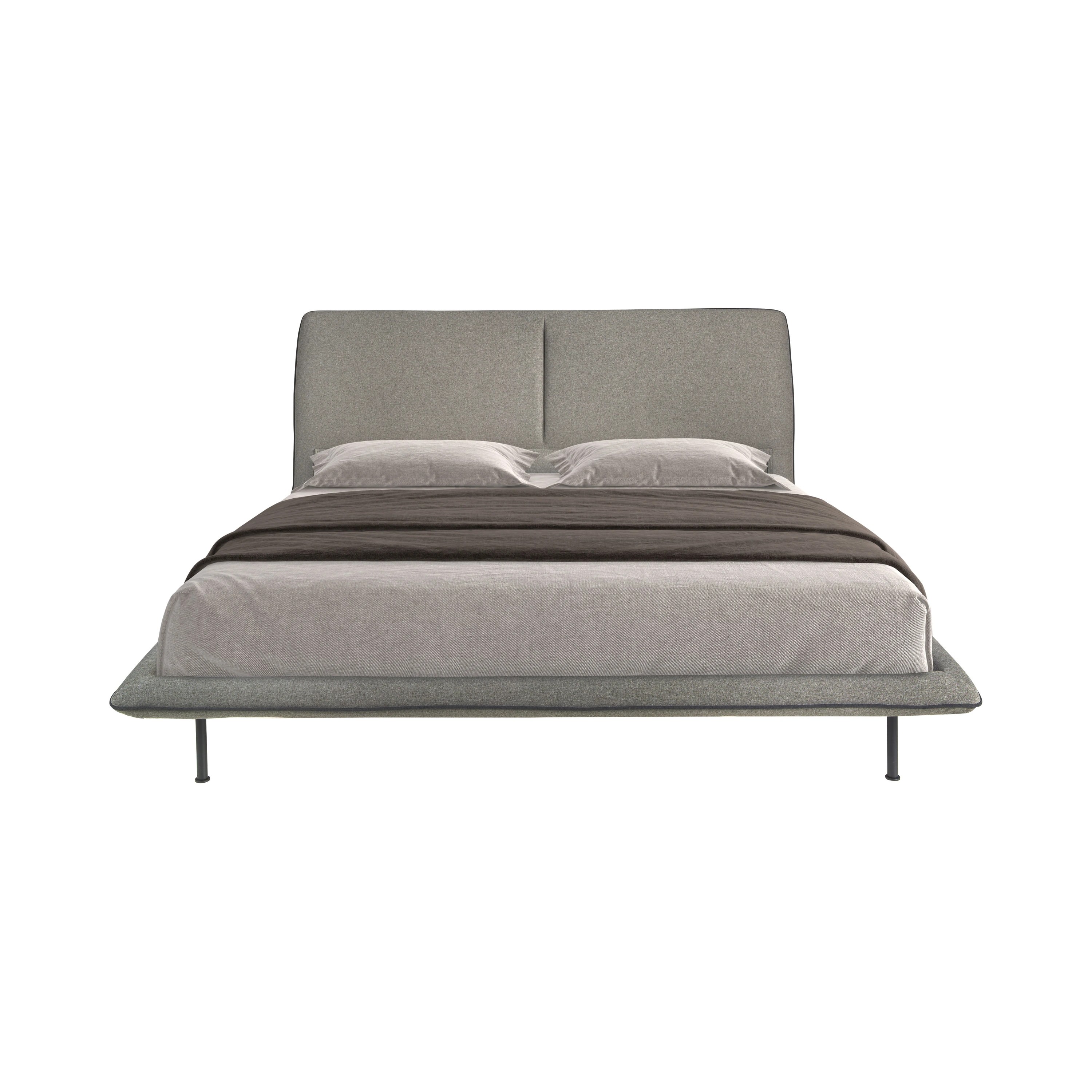 Lit en tissu gris foncé