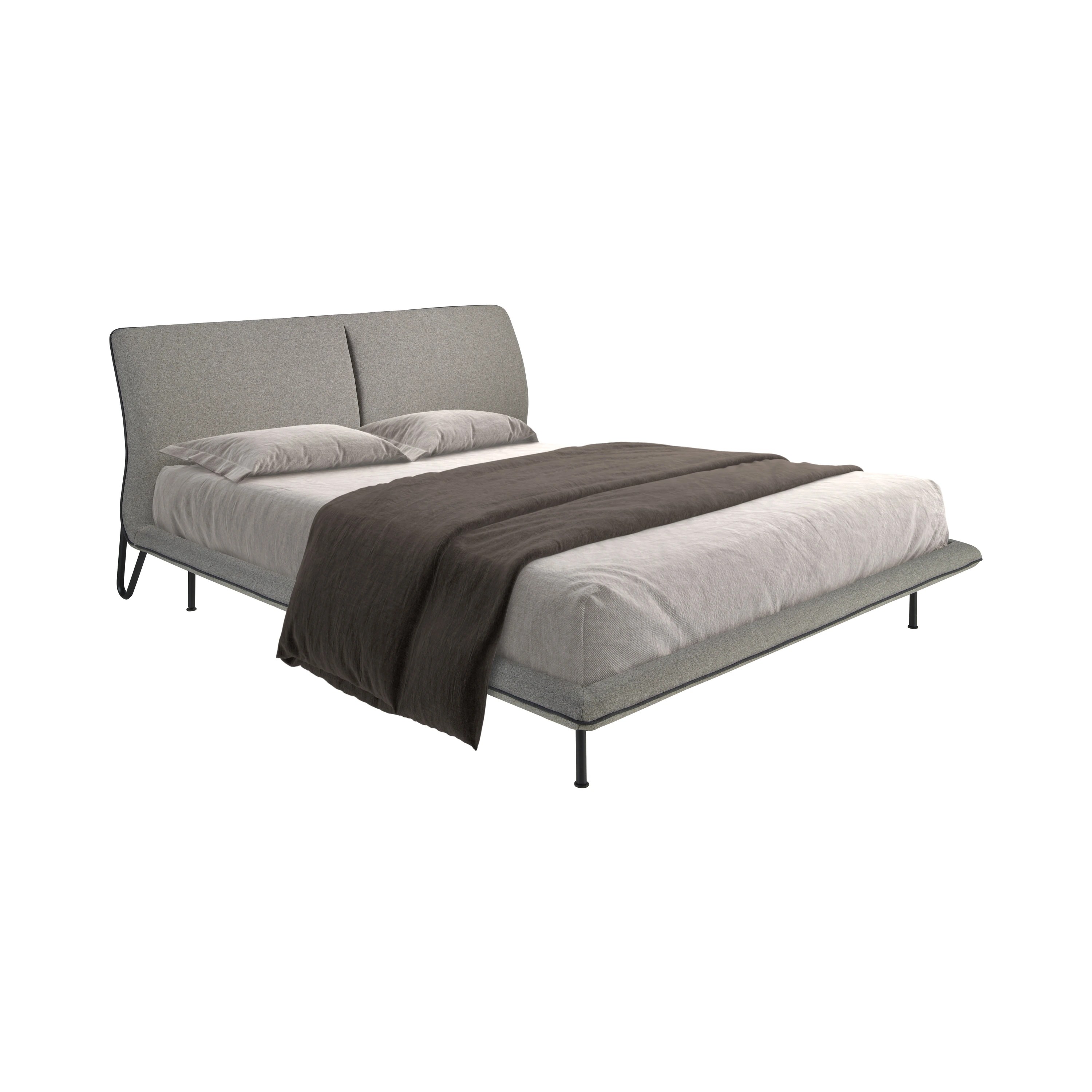 Lit en tissu gris foncé