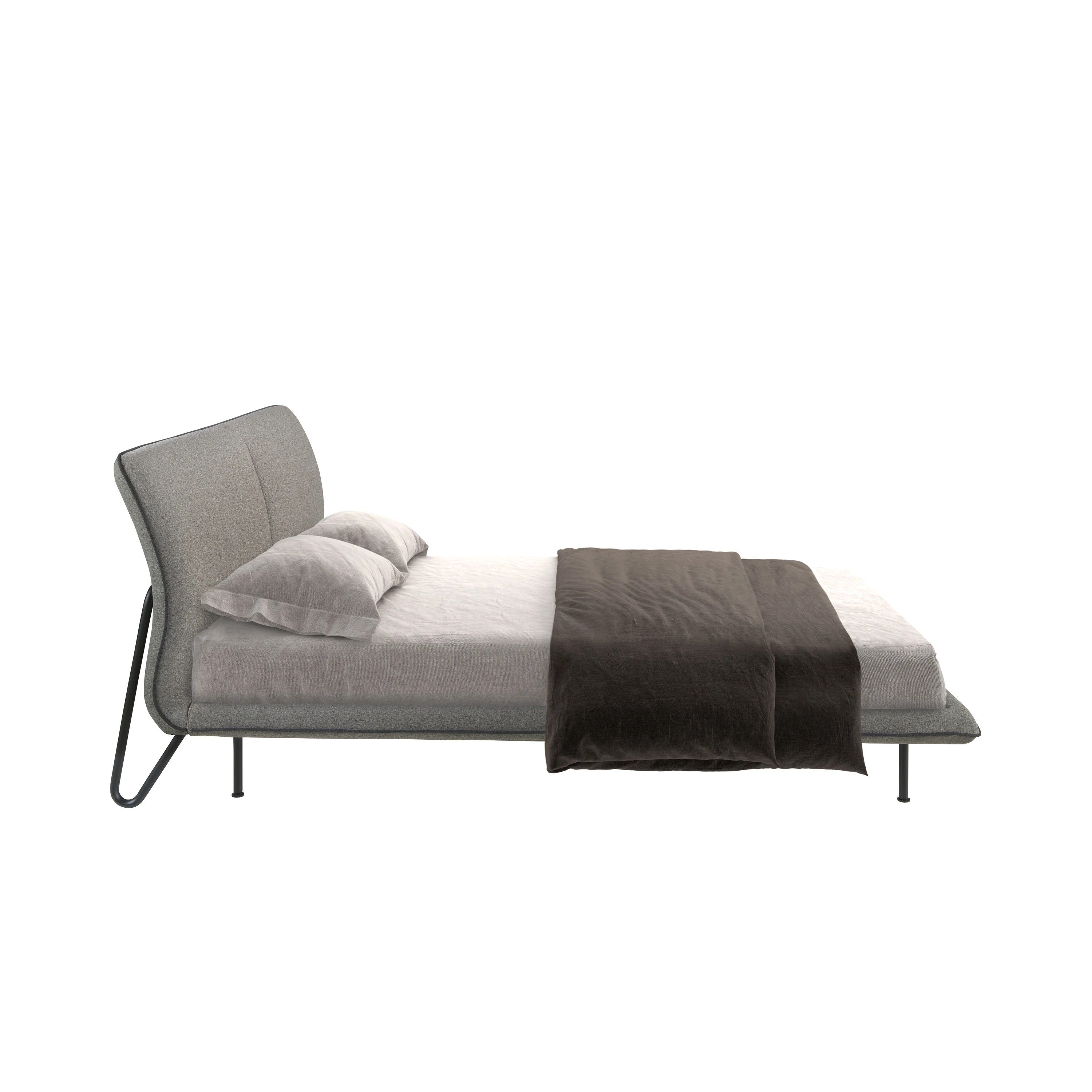Lit en tissu gris foncé