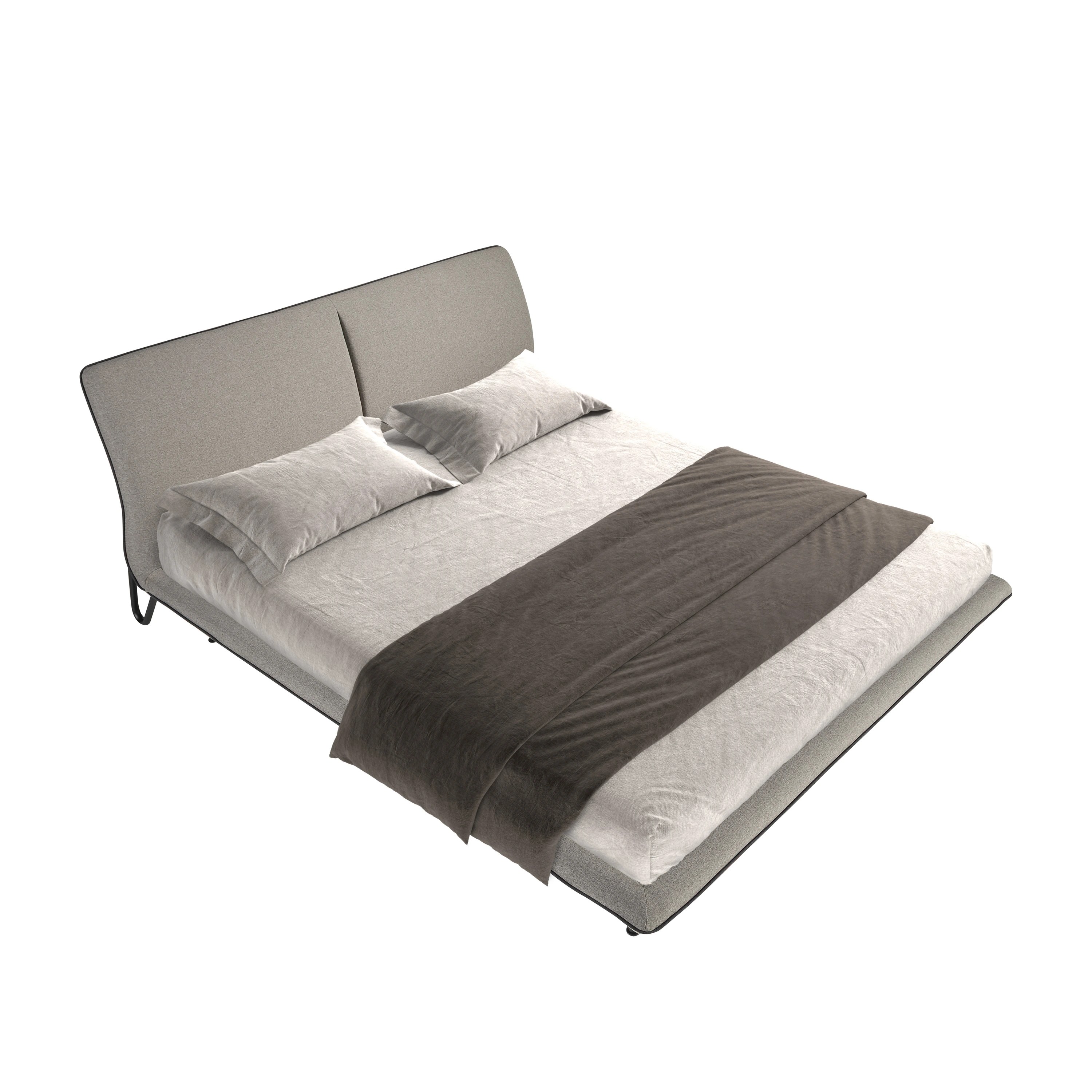 Lit en tissu gris foncé
