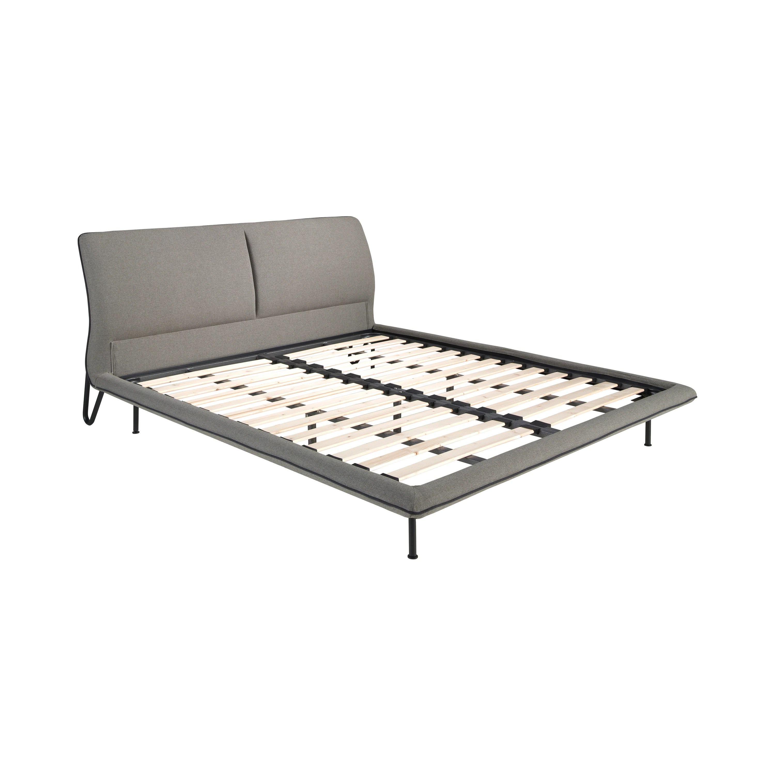 Lit en tissu gris foncé