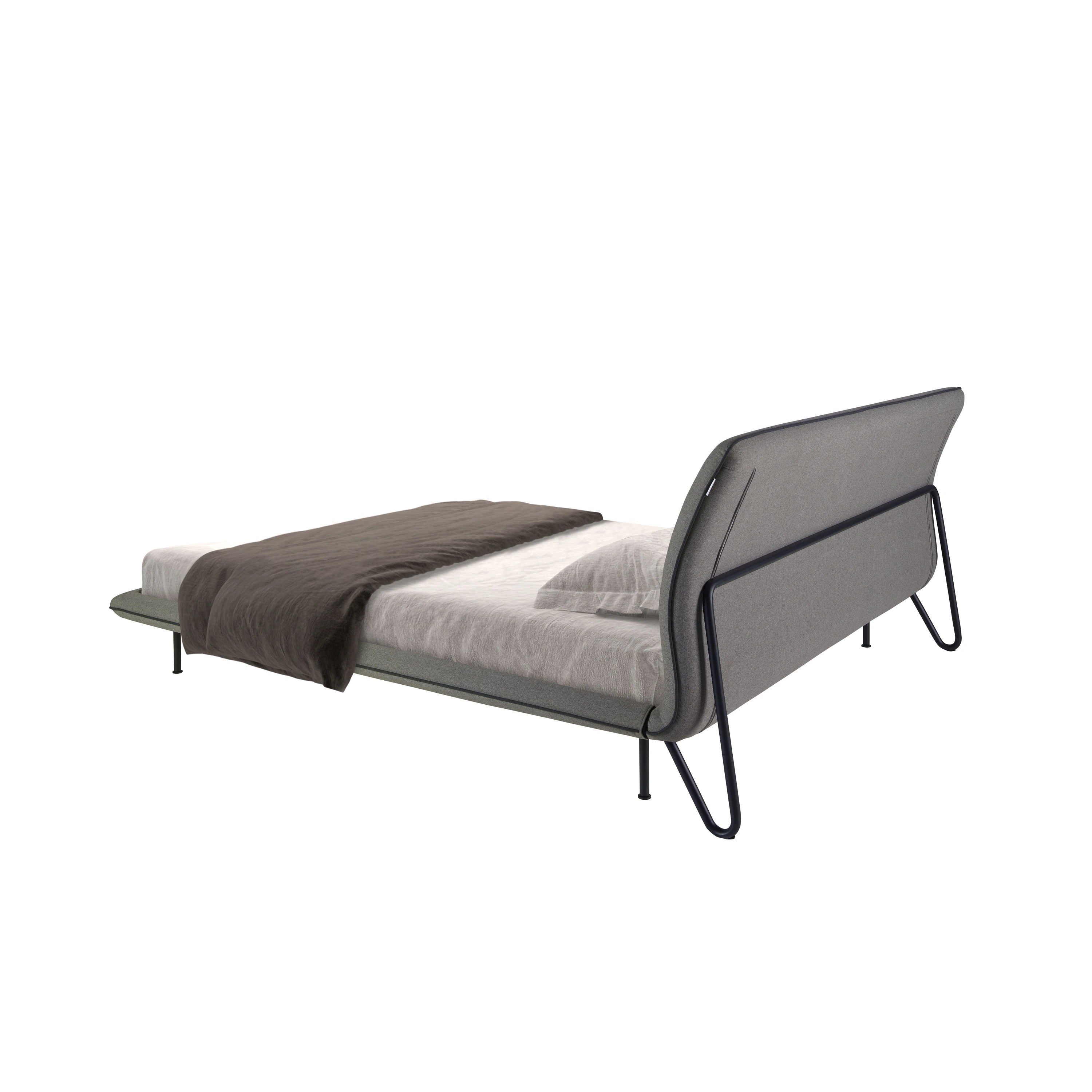 Lit en tissu gris foncé