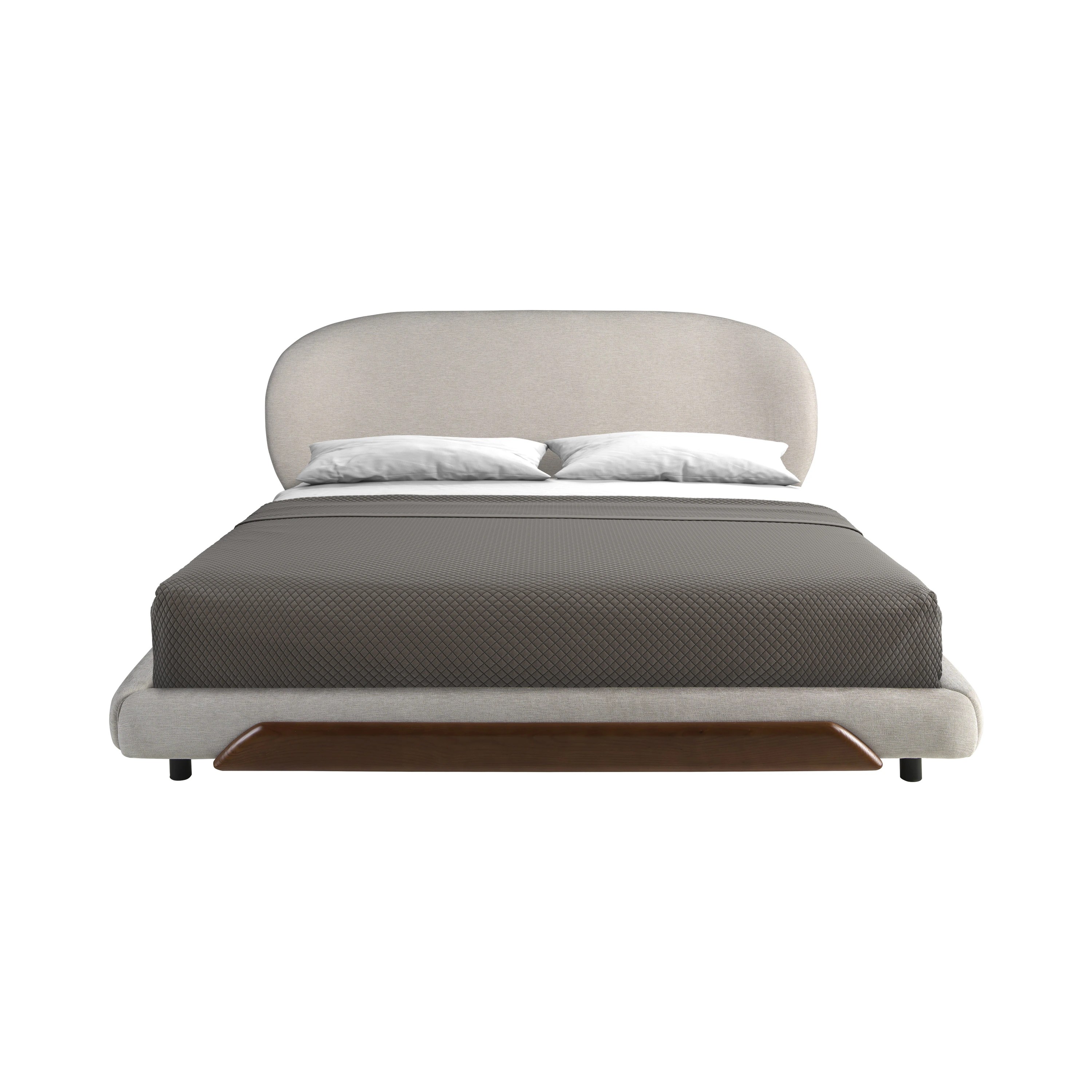 Lit en tissu gris clair