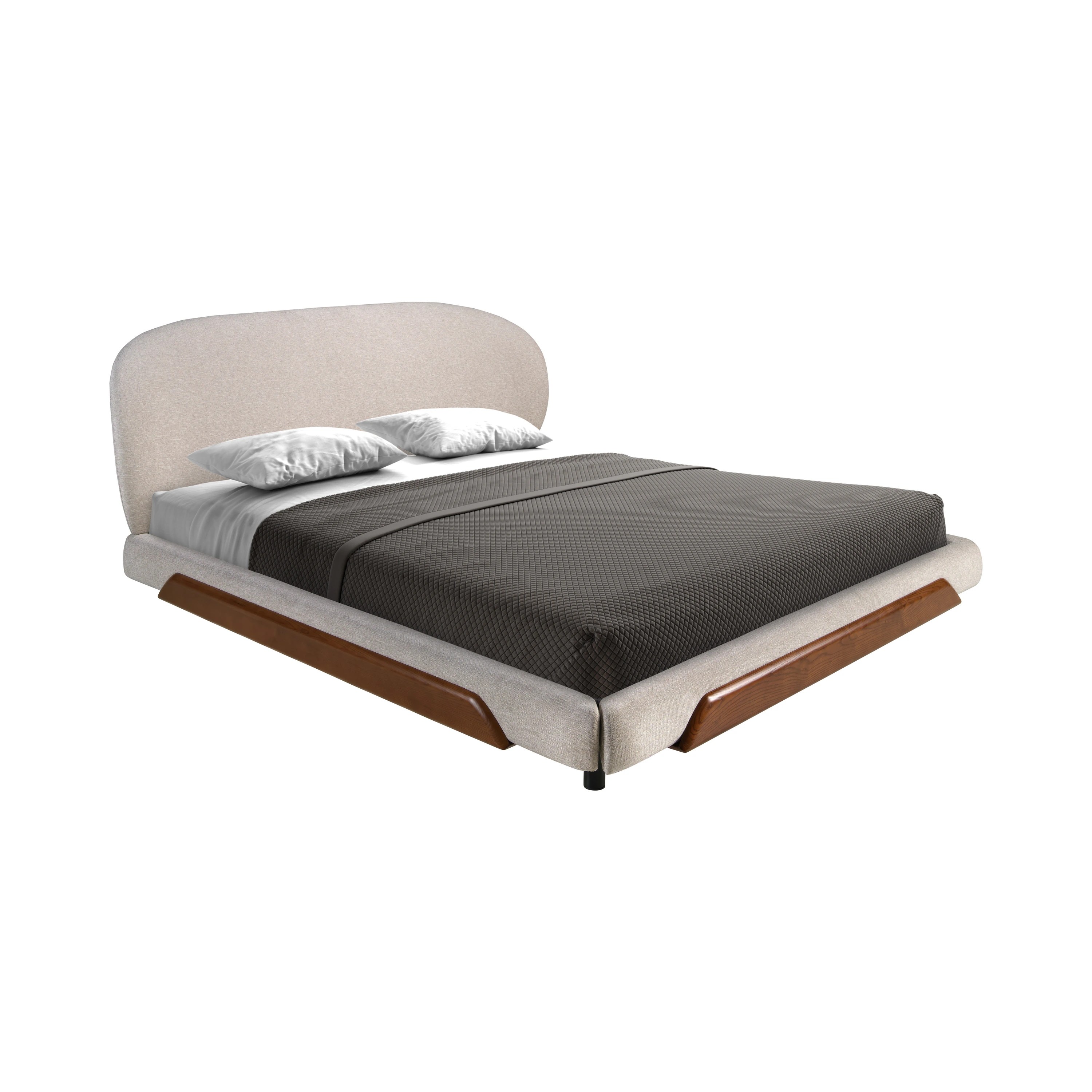 Lit en tissu gris clair