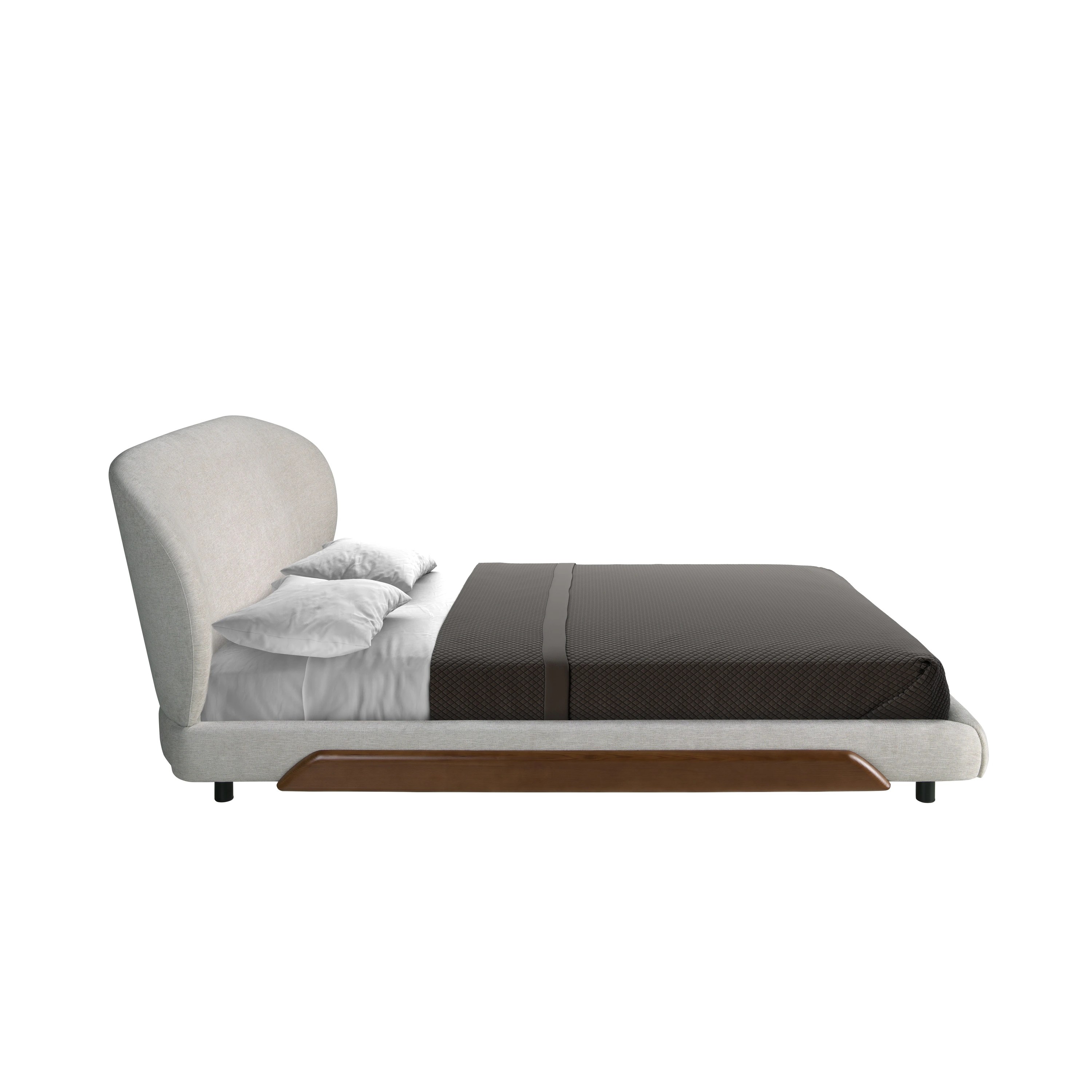 Lit en tissu gris clair