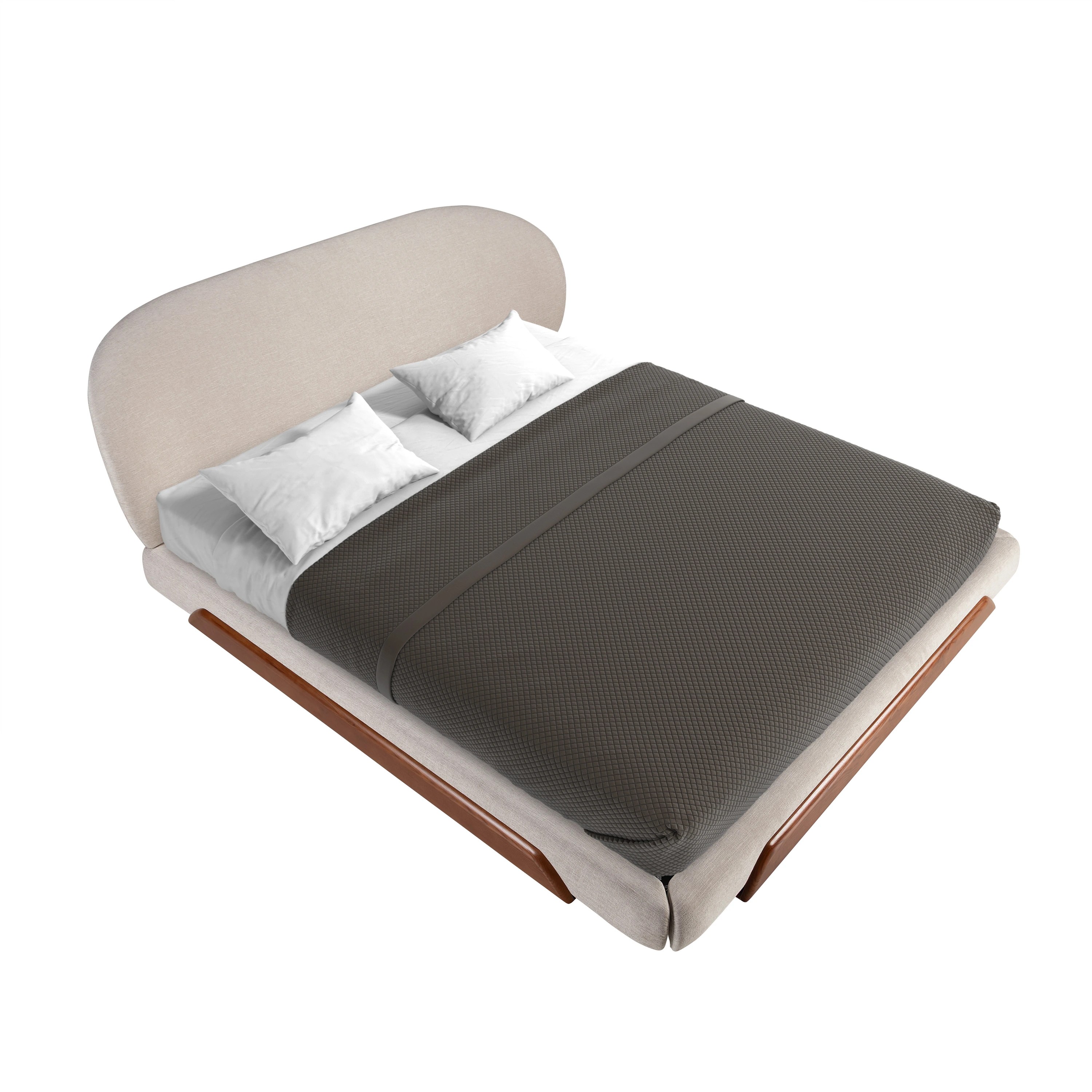 Lit en tissu gris clair