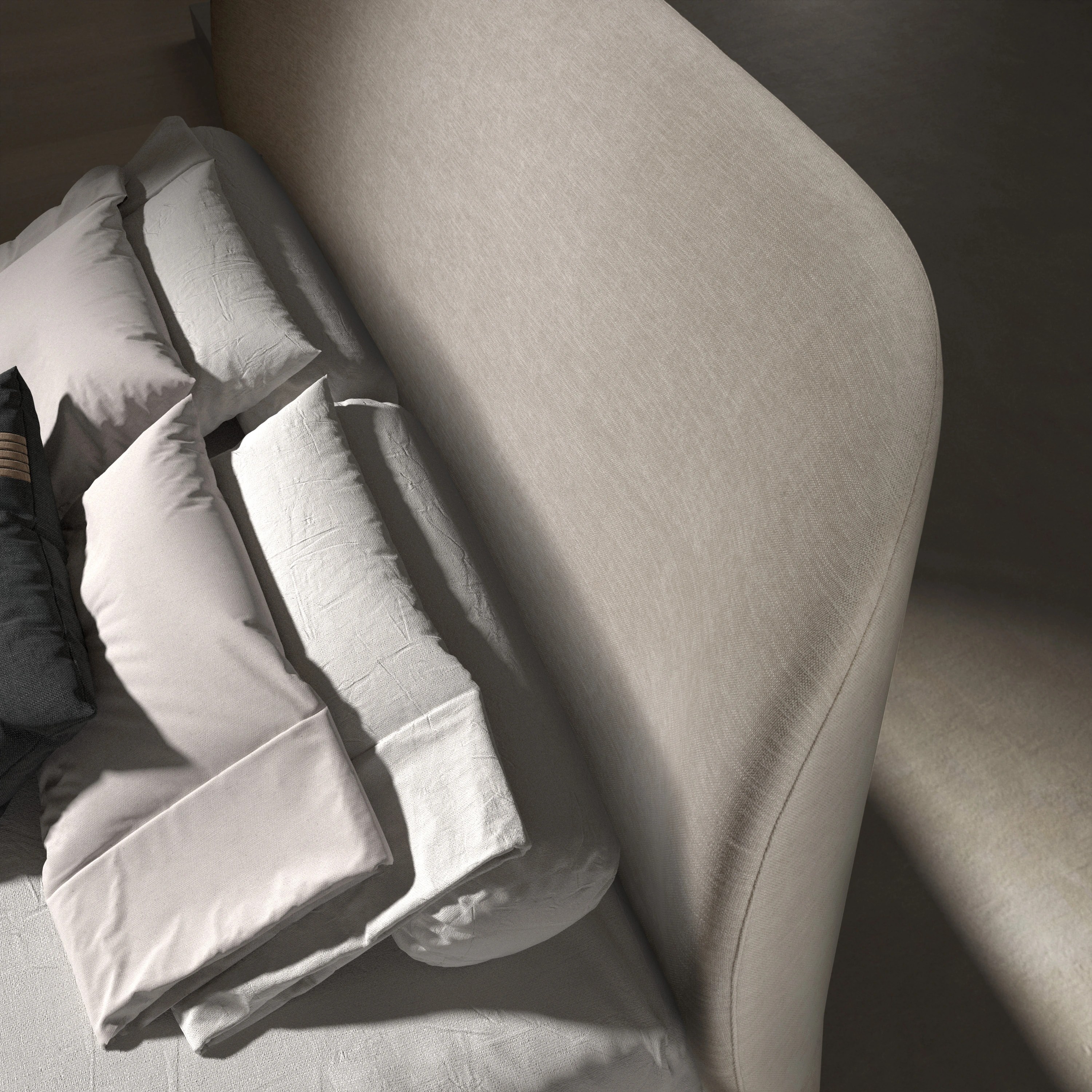 Lit en tissu gris clair