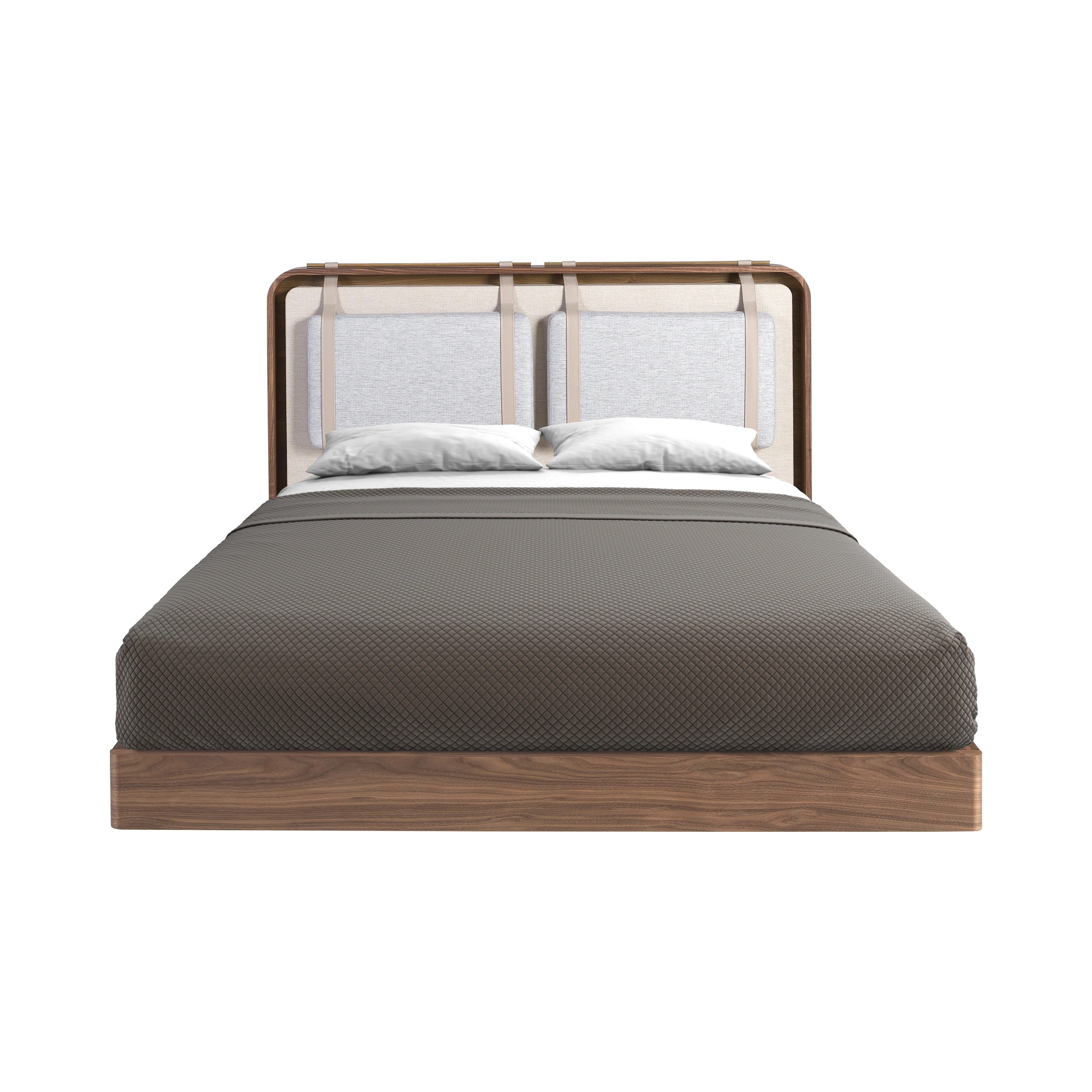 Lit en tissu coloris beige et gris