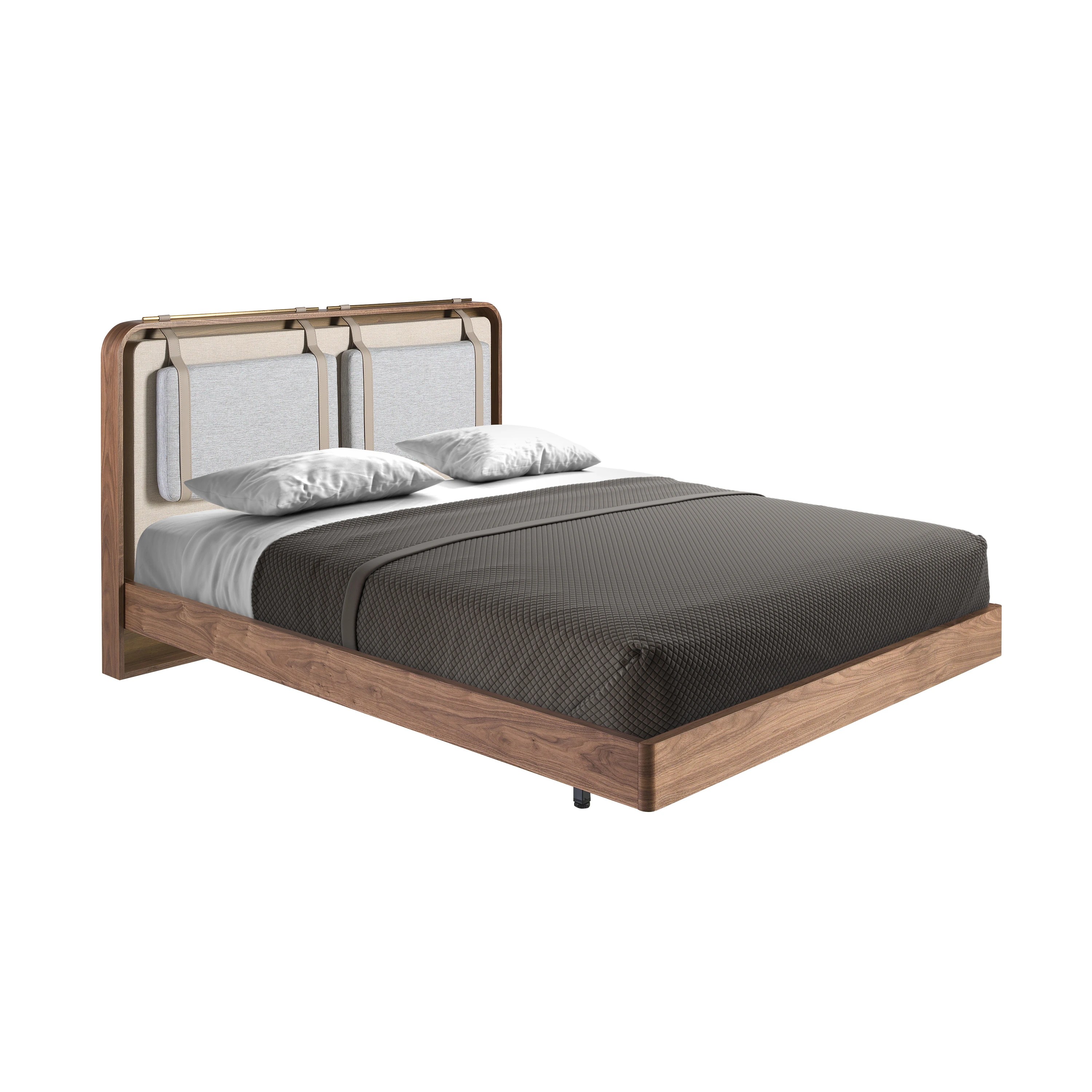 Lit en tissu coloris beige et gris