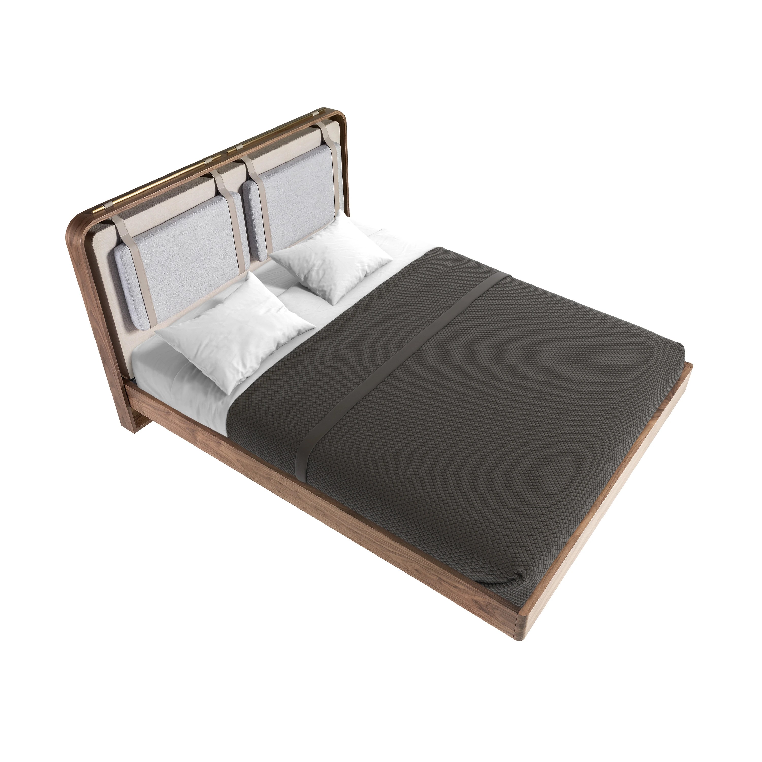 Lit en tissu coloris beige et gris