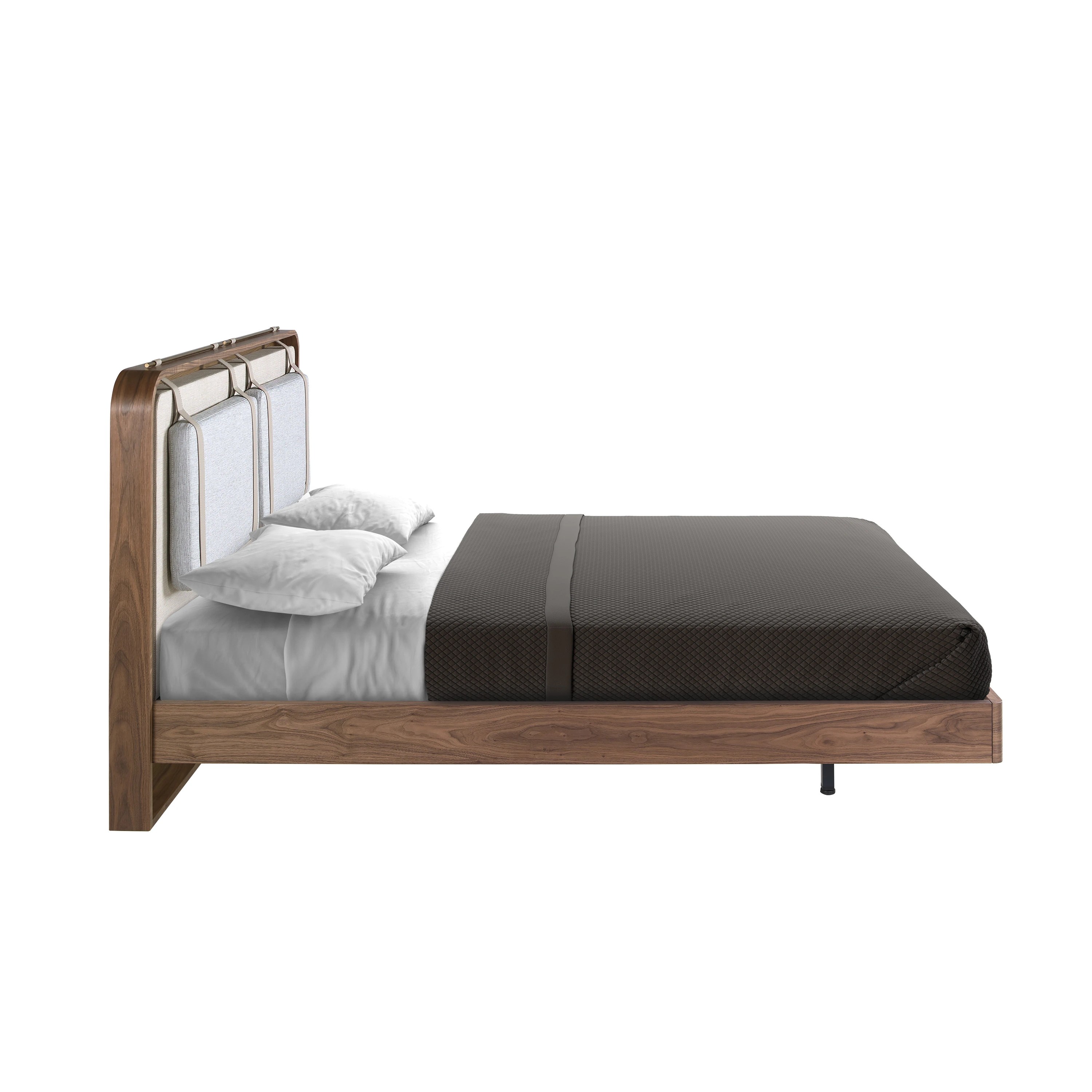 Lit en tissu coloris beige et gris