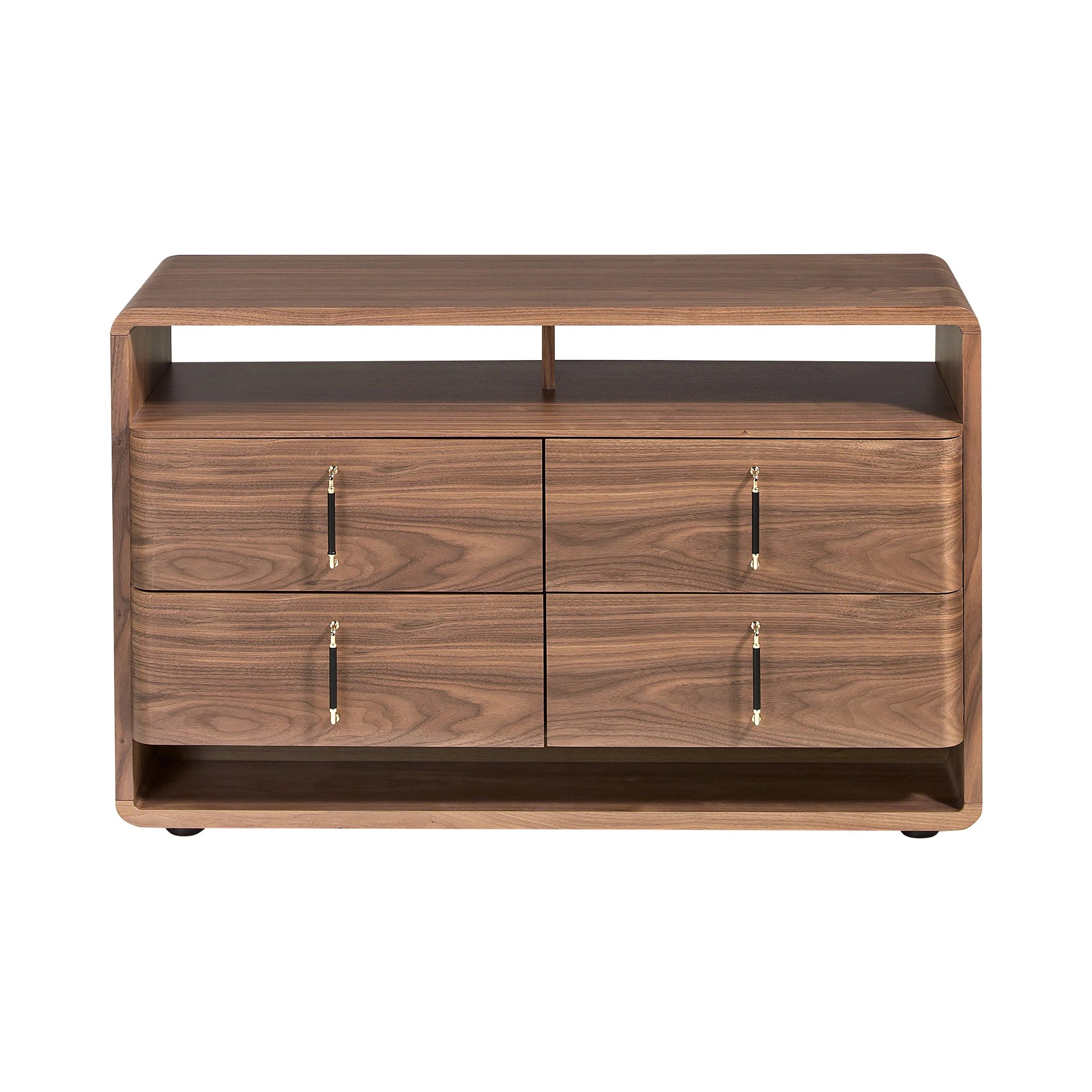 Commode en noyer et PVC noir