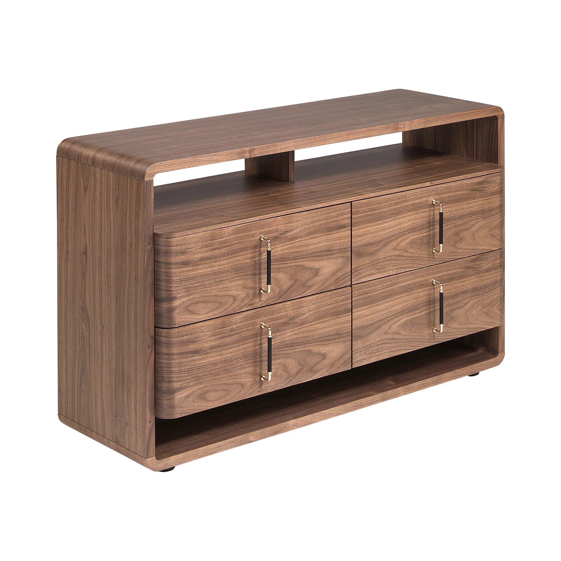 Commode en noyer et PVC noir
