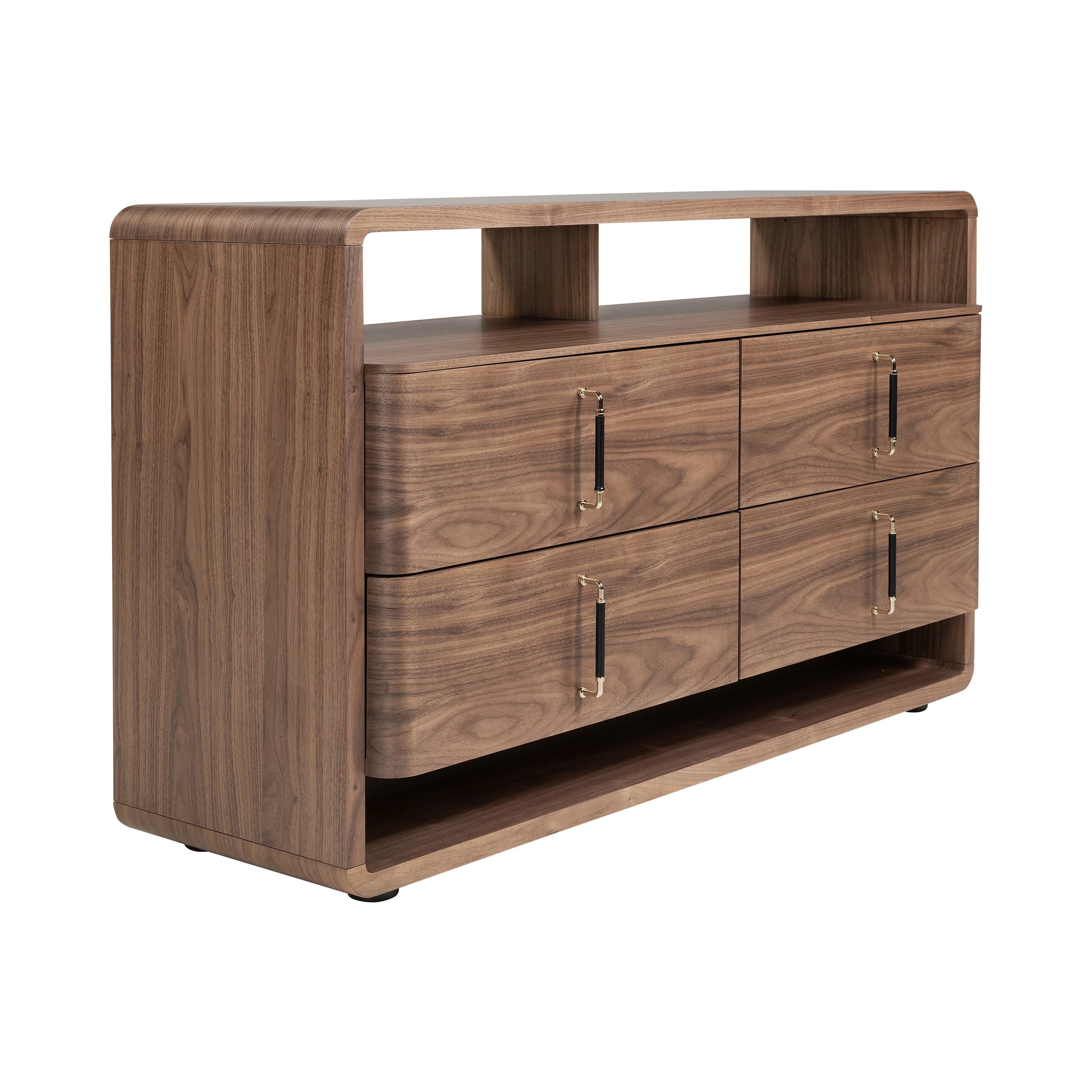 Commode en noyer et PVC noir