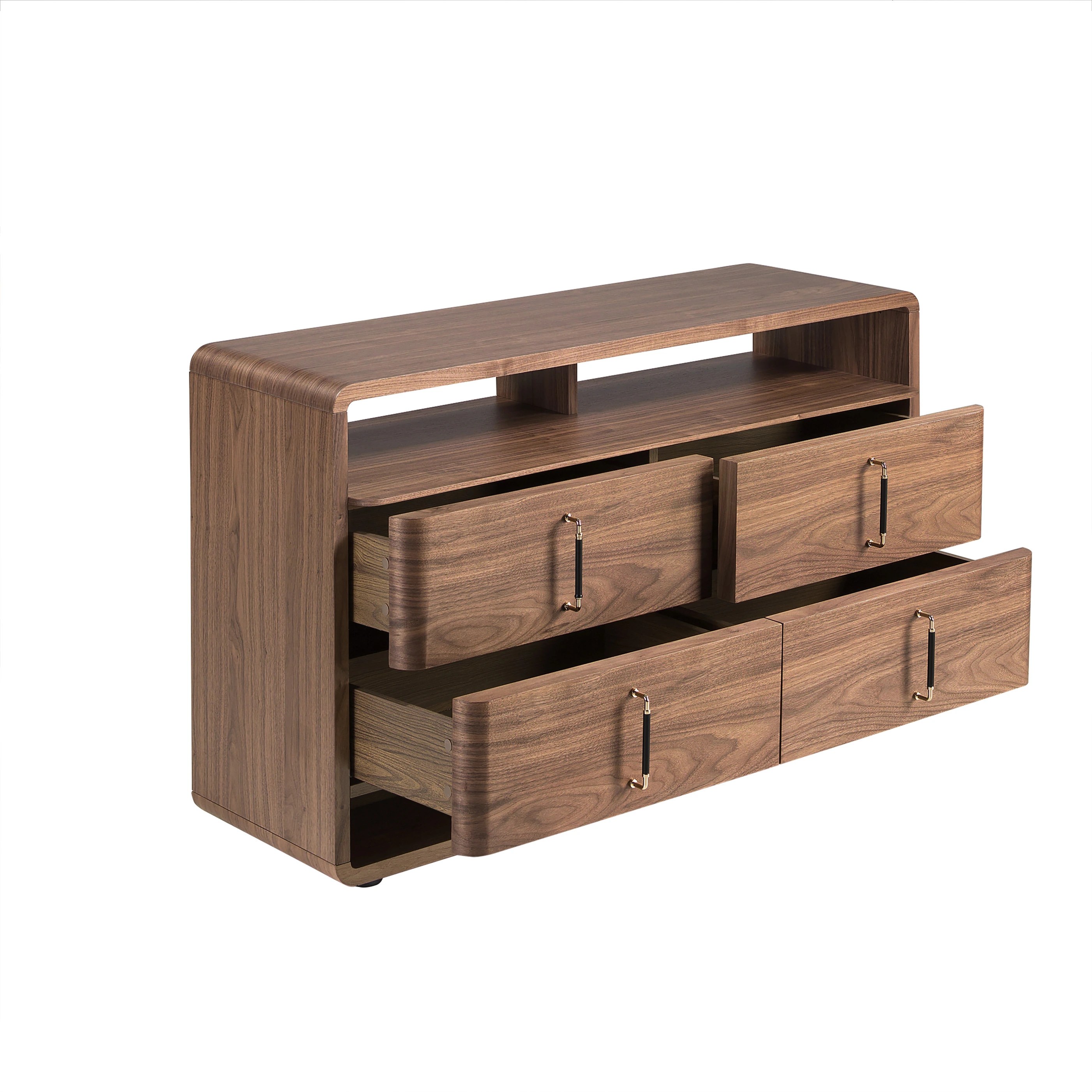 Commode en noyer et PVC noir