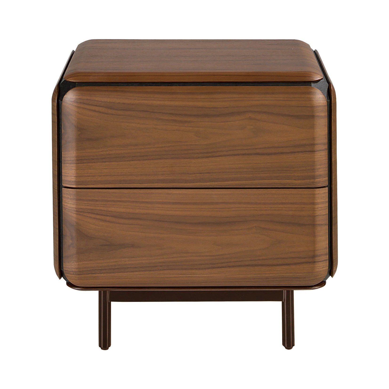 Table de chevet en noyer, wengé et acier marron métal