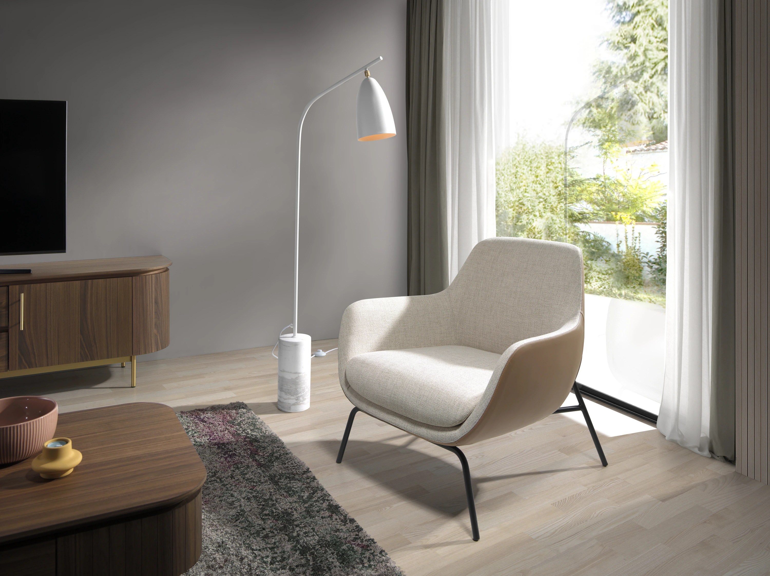 Lampadaire marbre + acier