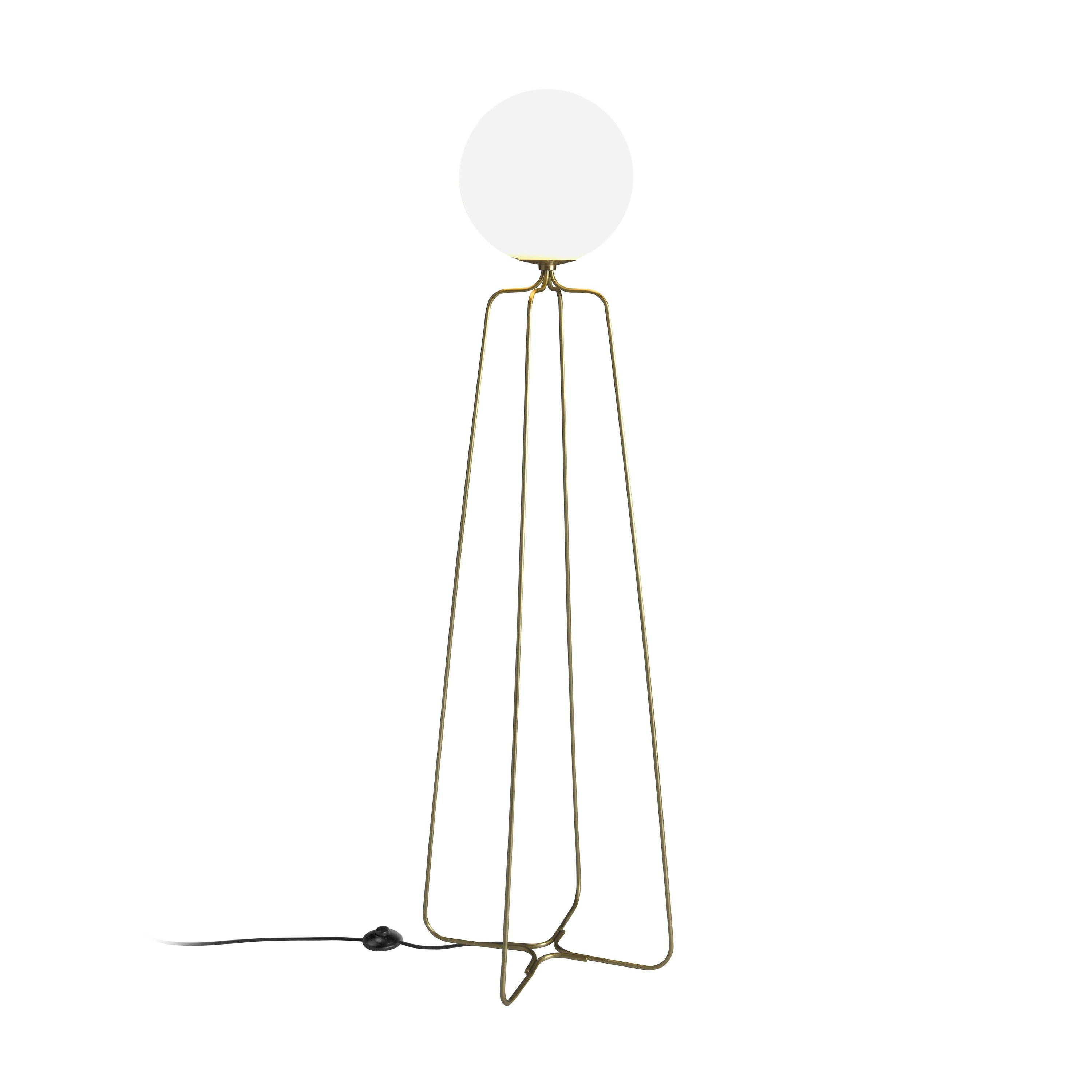 Lampadaire acier doré et verre blanc