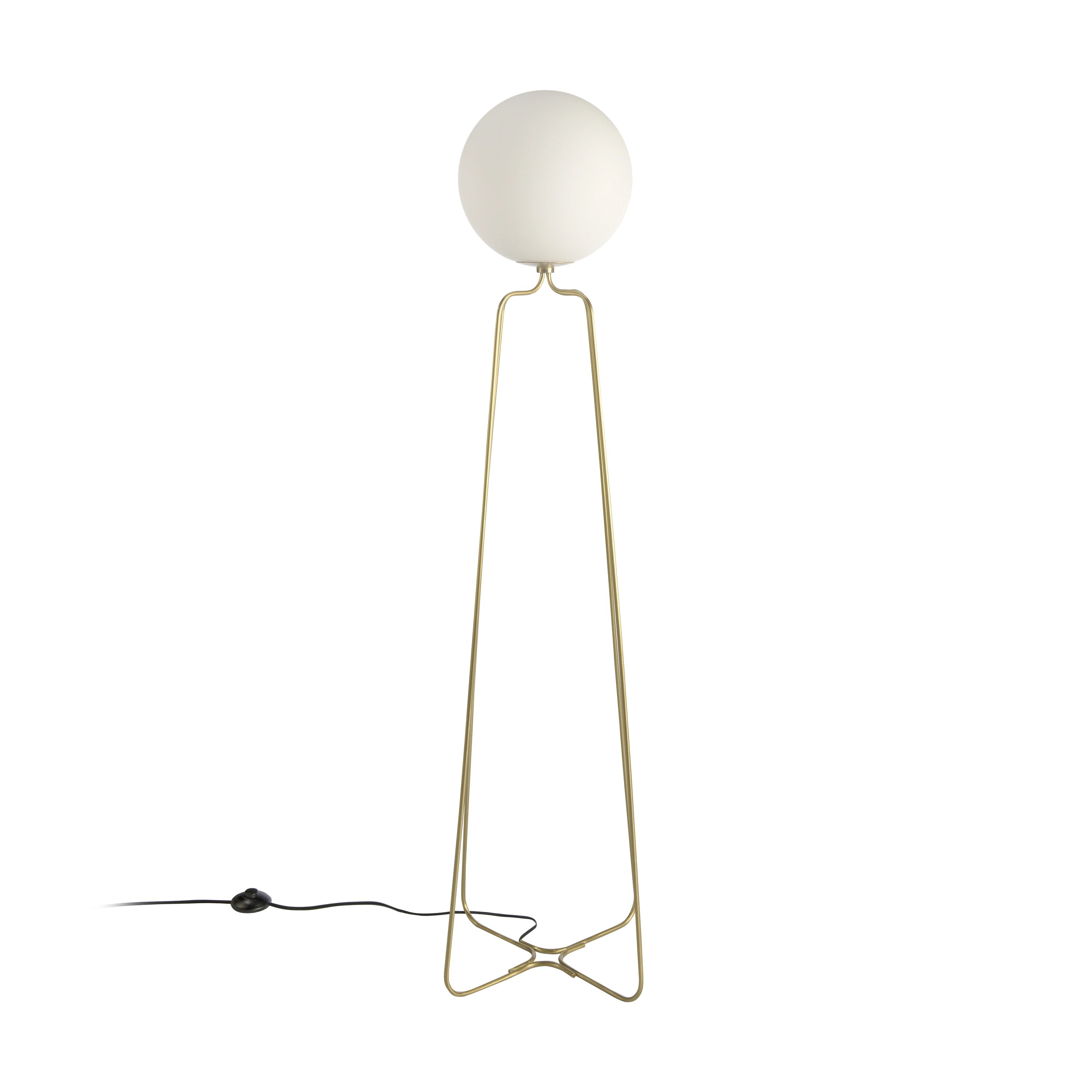 Lampadaire acier doré et verre blanc