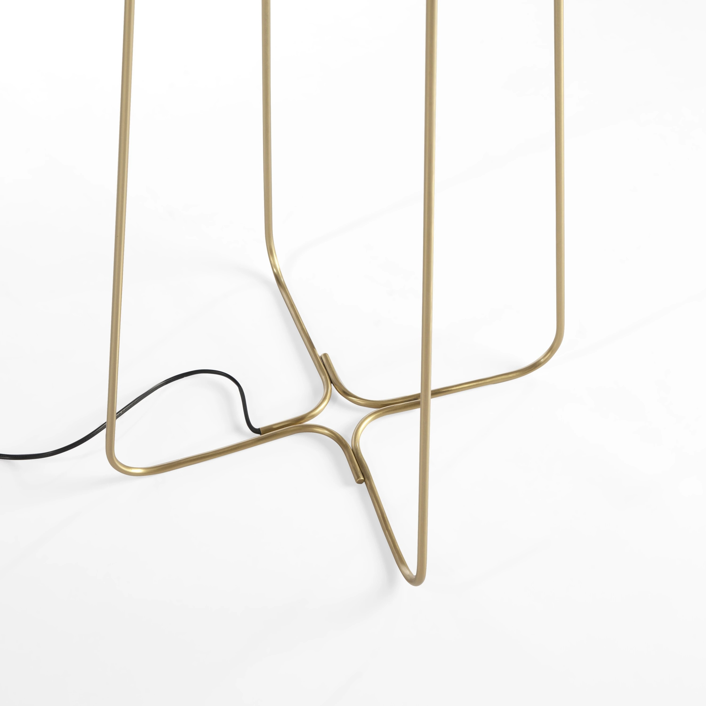 Lampadaire acier doré et verre blanc