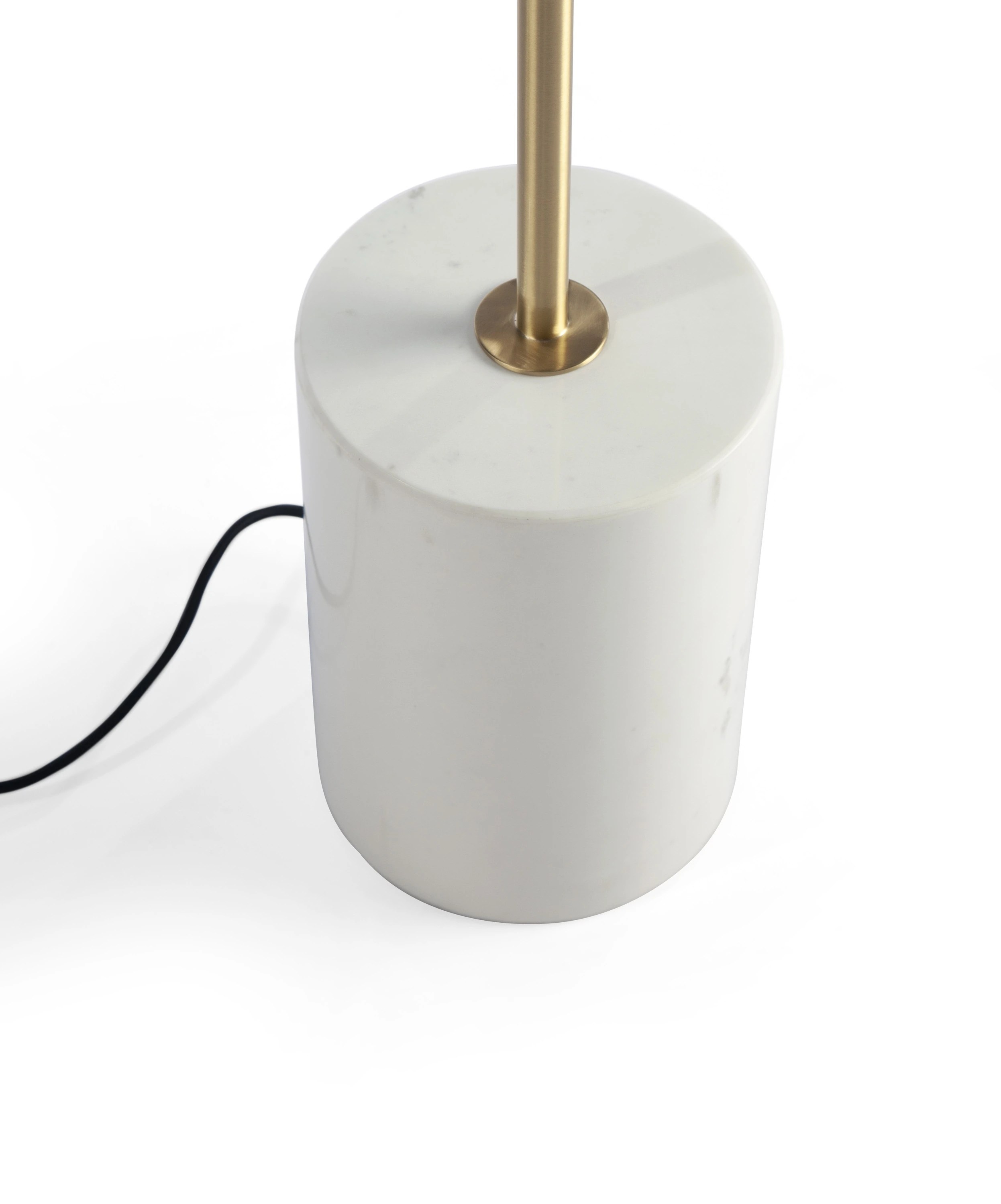 Lampadaire en marbre blanc, acier doré et verre blanc