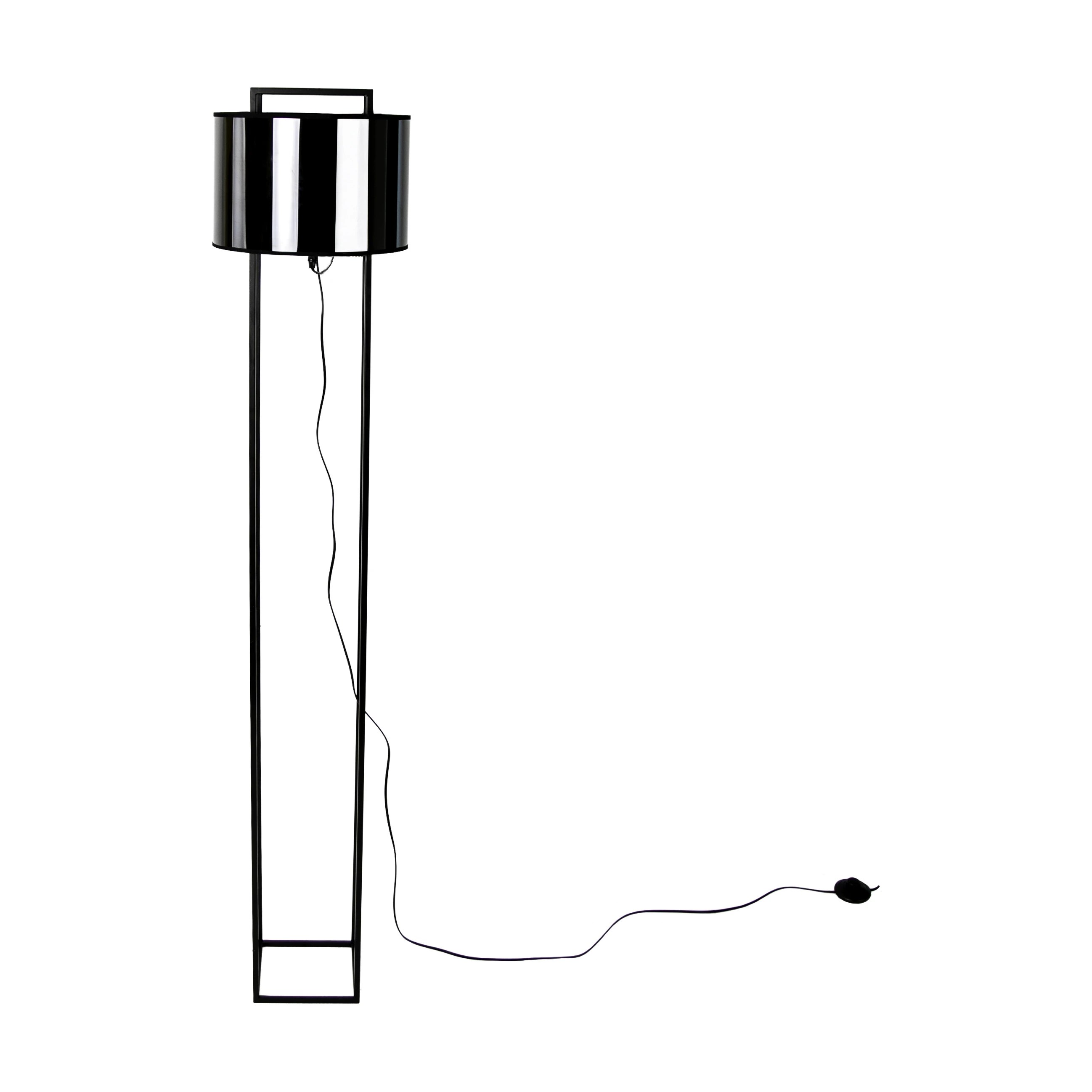 Lampadaire en PVC noir et doré brillant et acier noir