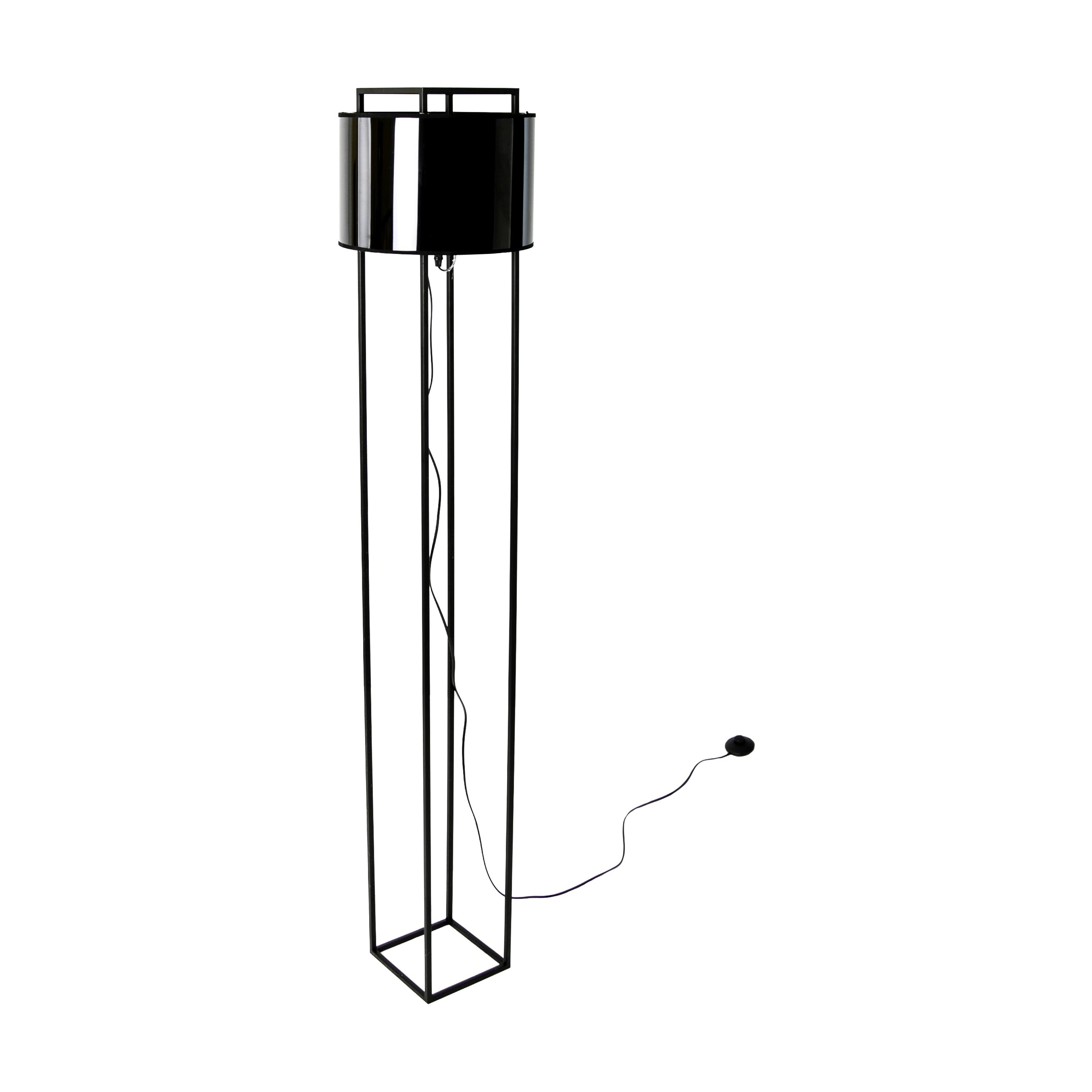 Lampadaire en PVC noir et doré brillant et acier noir