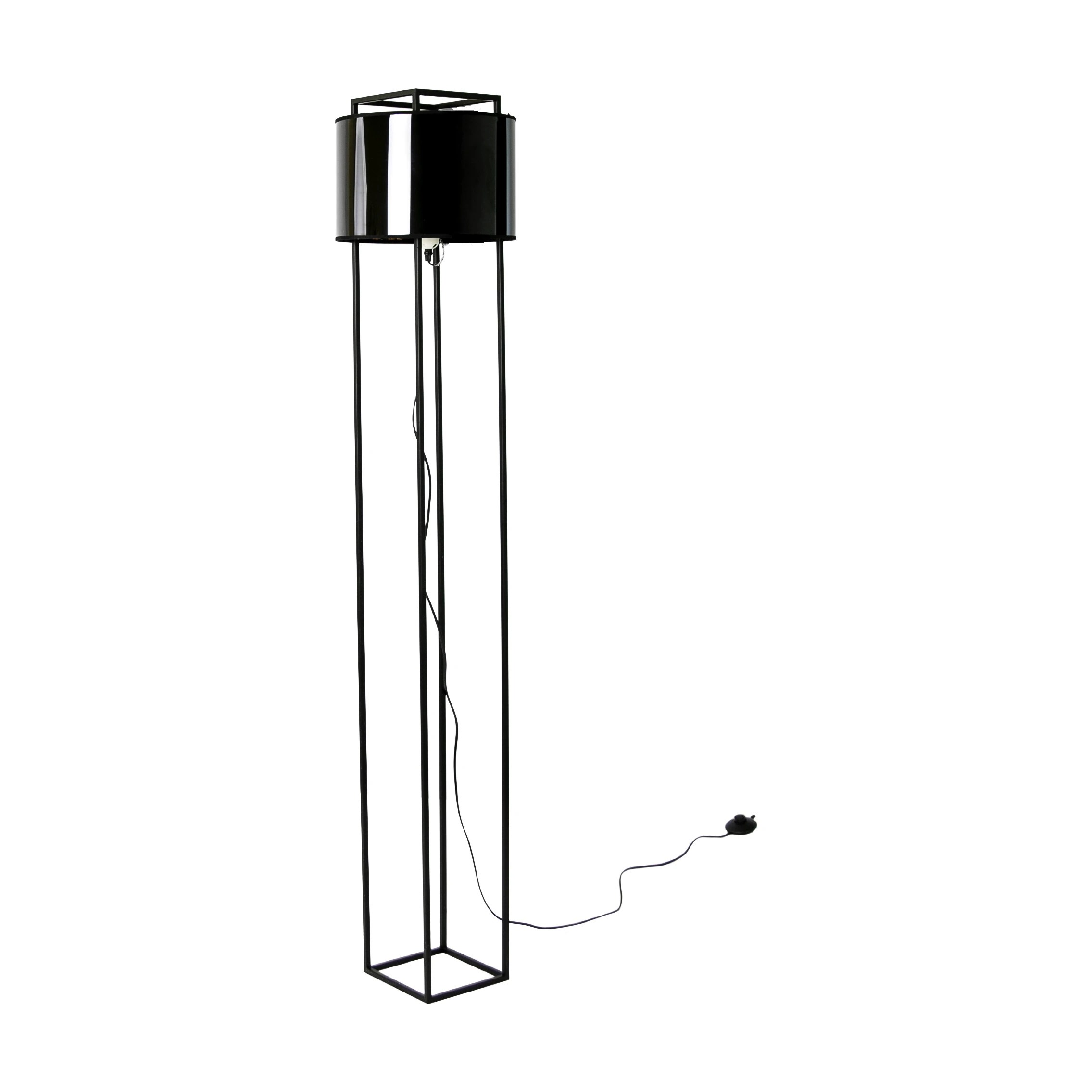 Lampadaire en PVC noir et doré brillant et acier noir