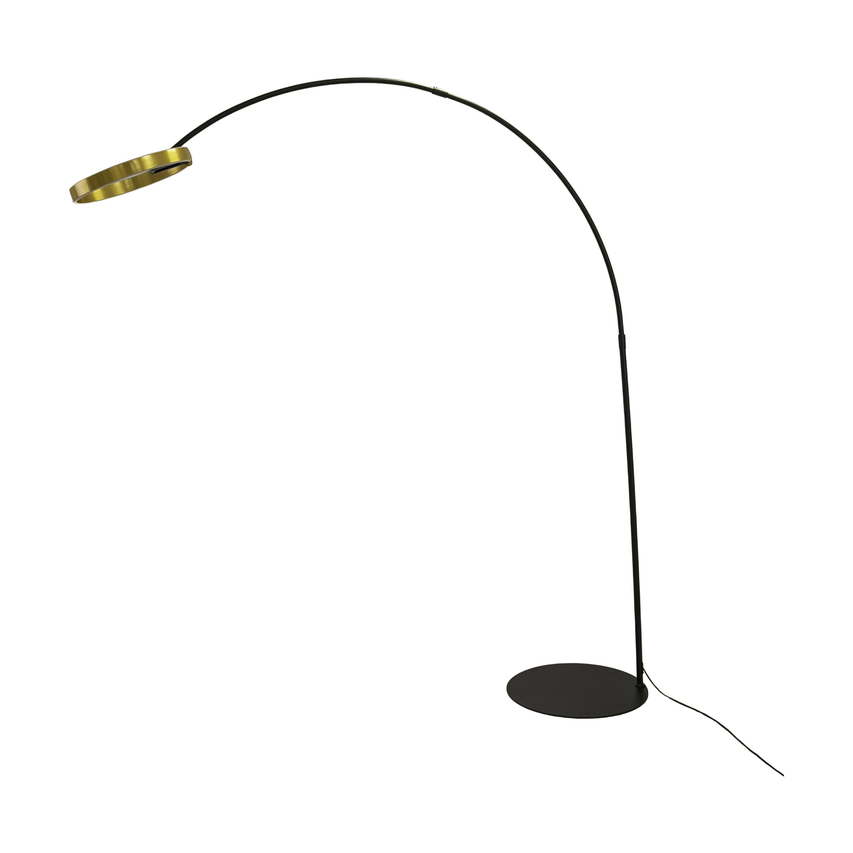 Lampadaire en acier doré poli et acier noir