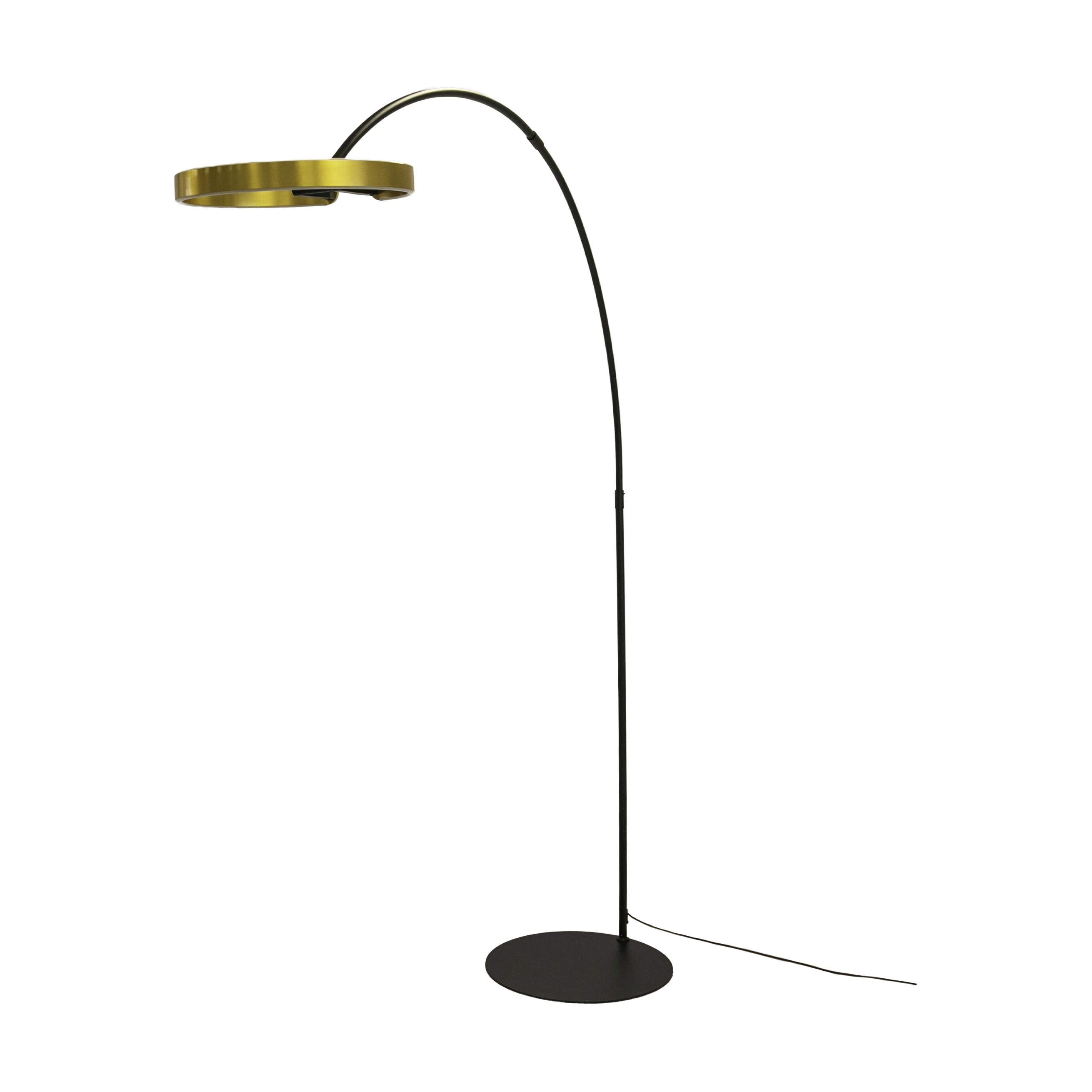 Lampadaire en acier doré poli et acier noir